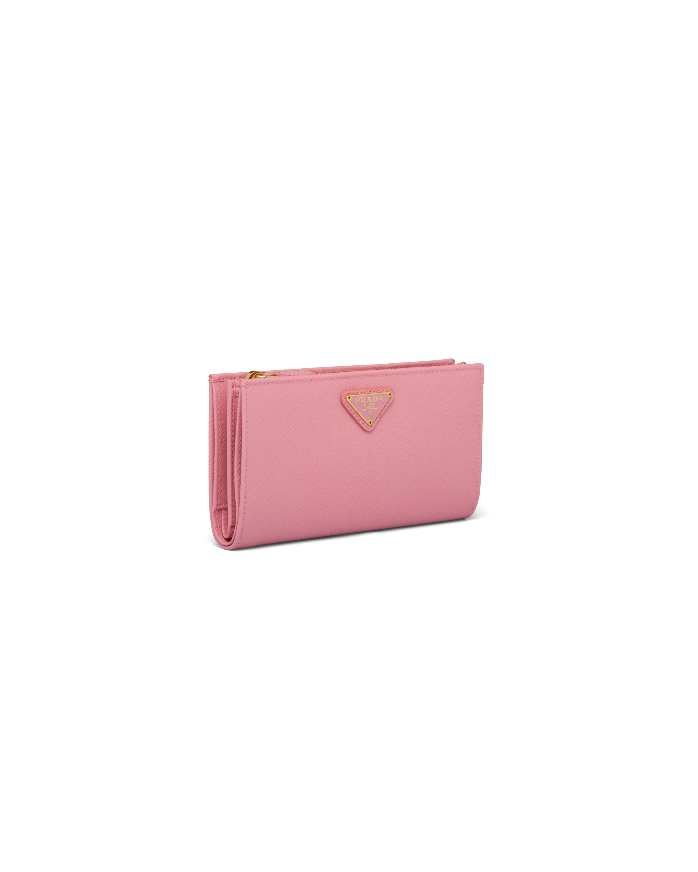 Prada Saffiano Leather Wallet With Shoulder Strap - Pink