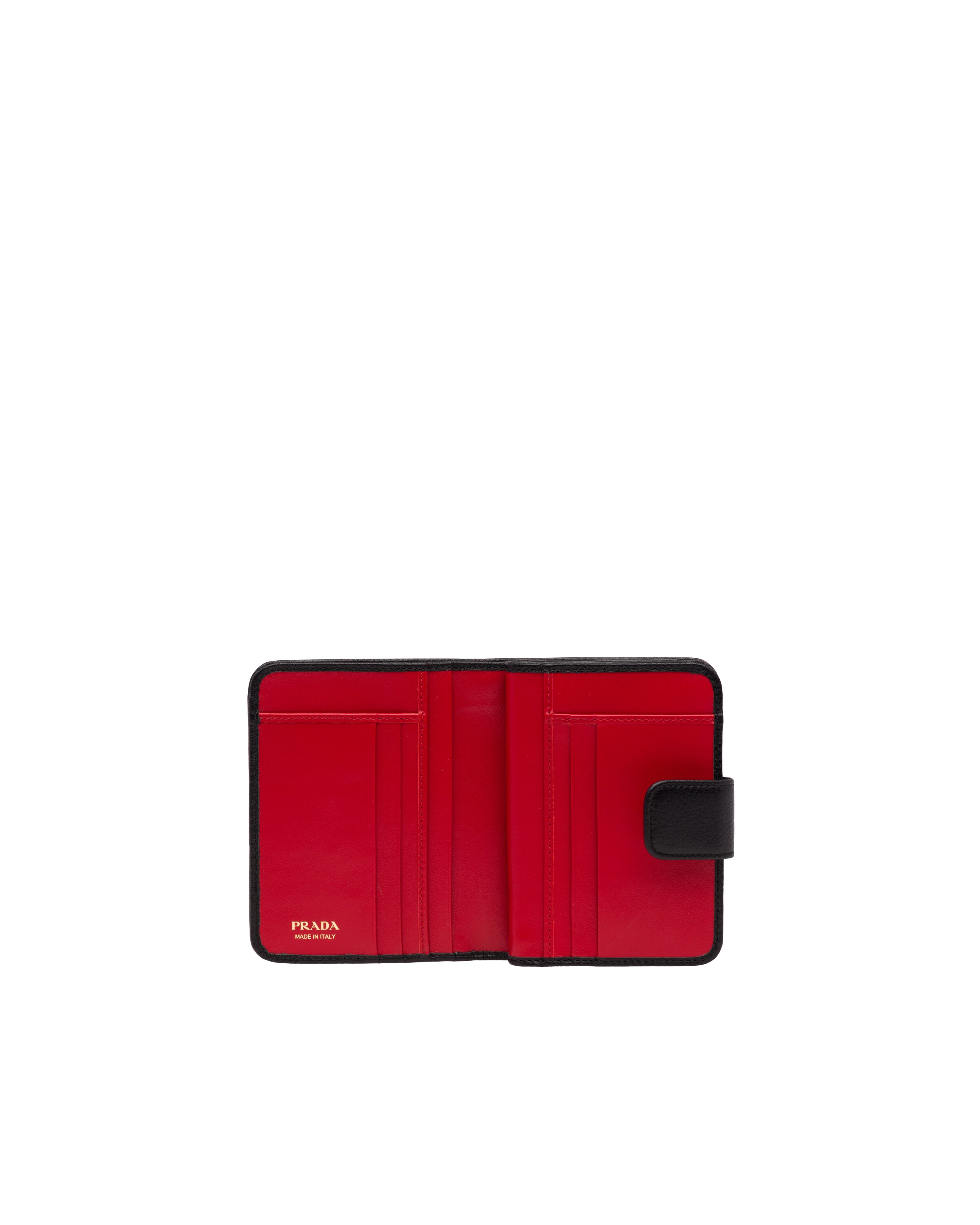 Black/fiery Red Small leather wallet Prada