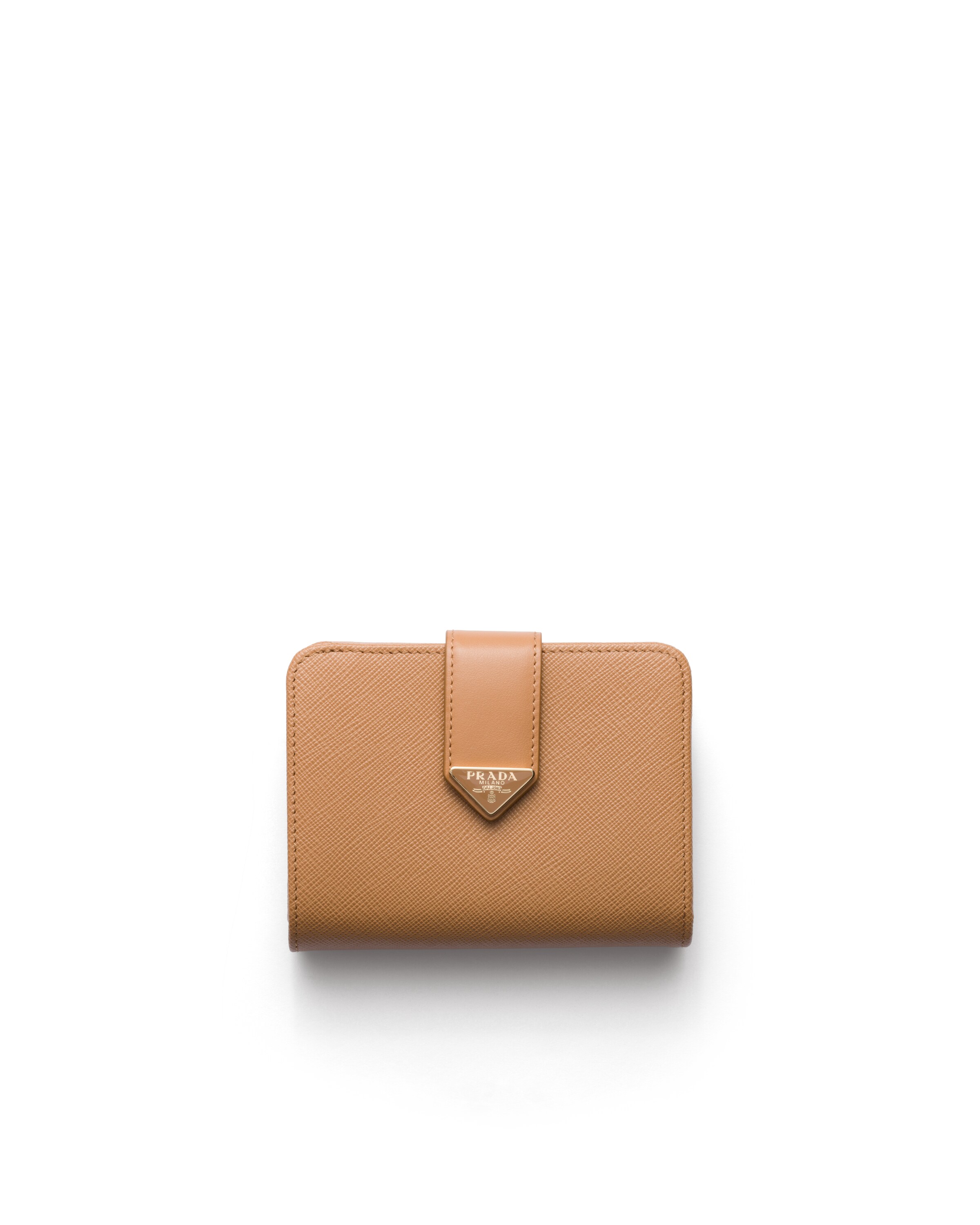 Prada Kleine Geldbörse Aus Saffiano-leder, Damen, Natur