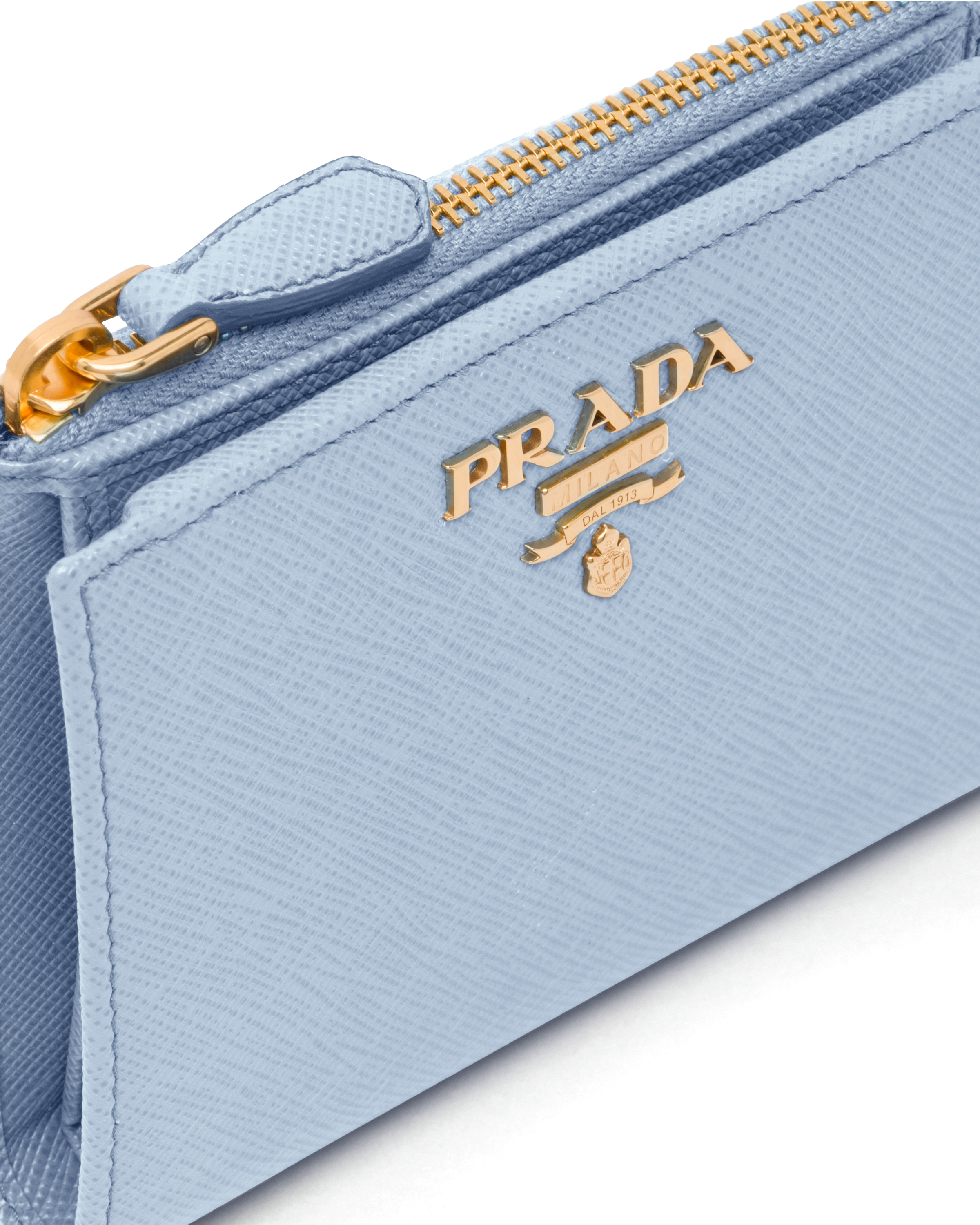 Prada Light blue wallet in Saffiano