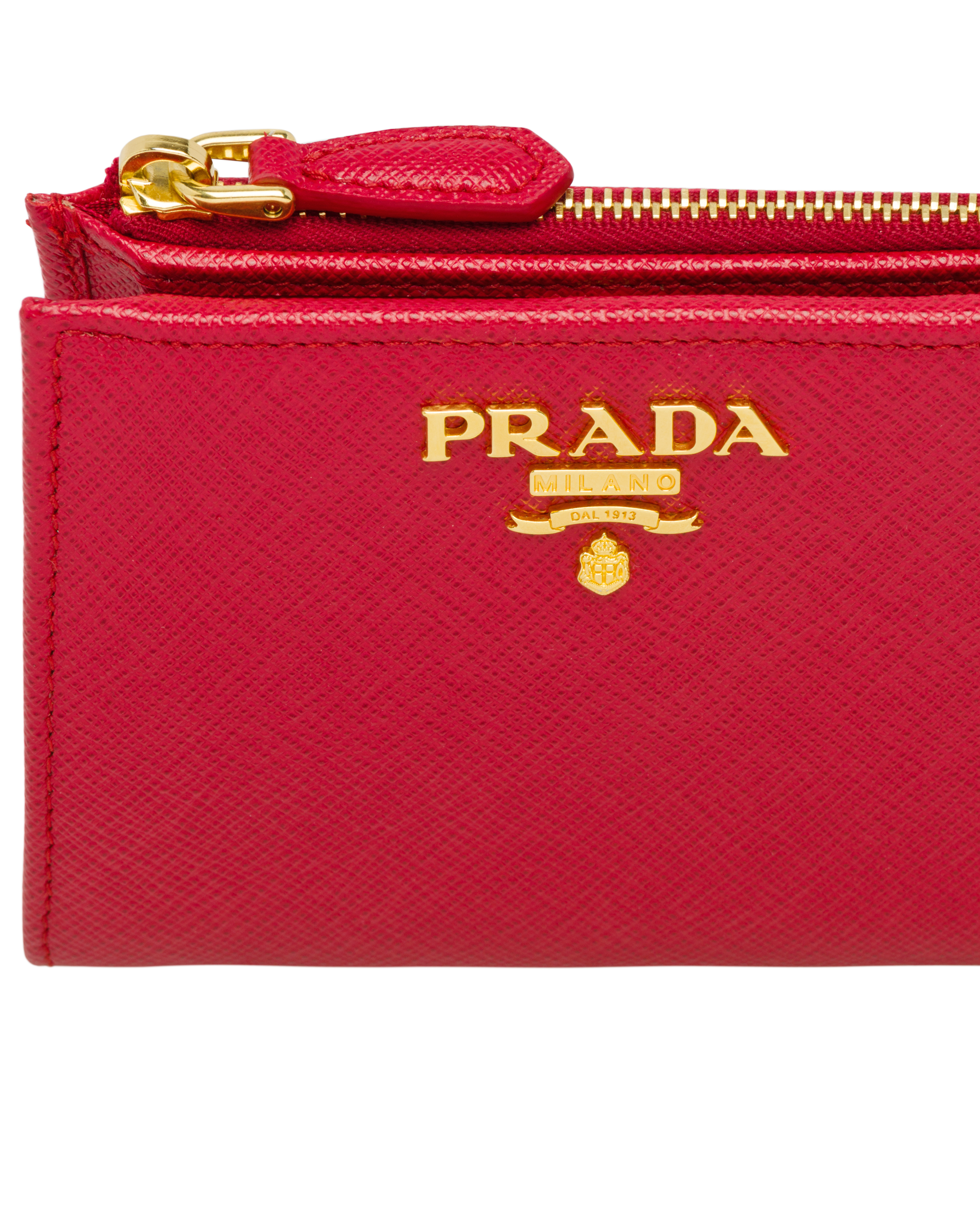 Fiery Red Small Saffiano Leather Wallet | Prada