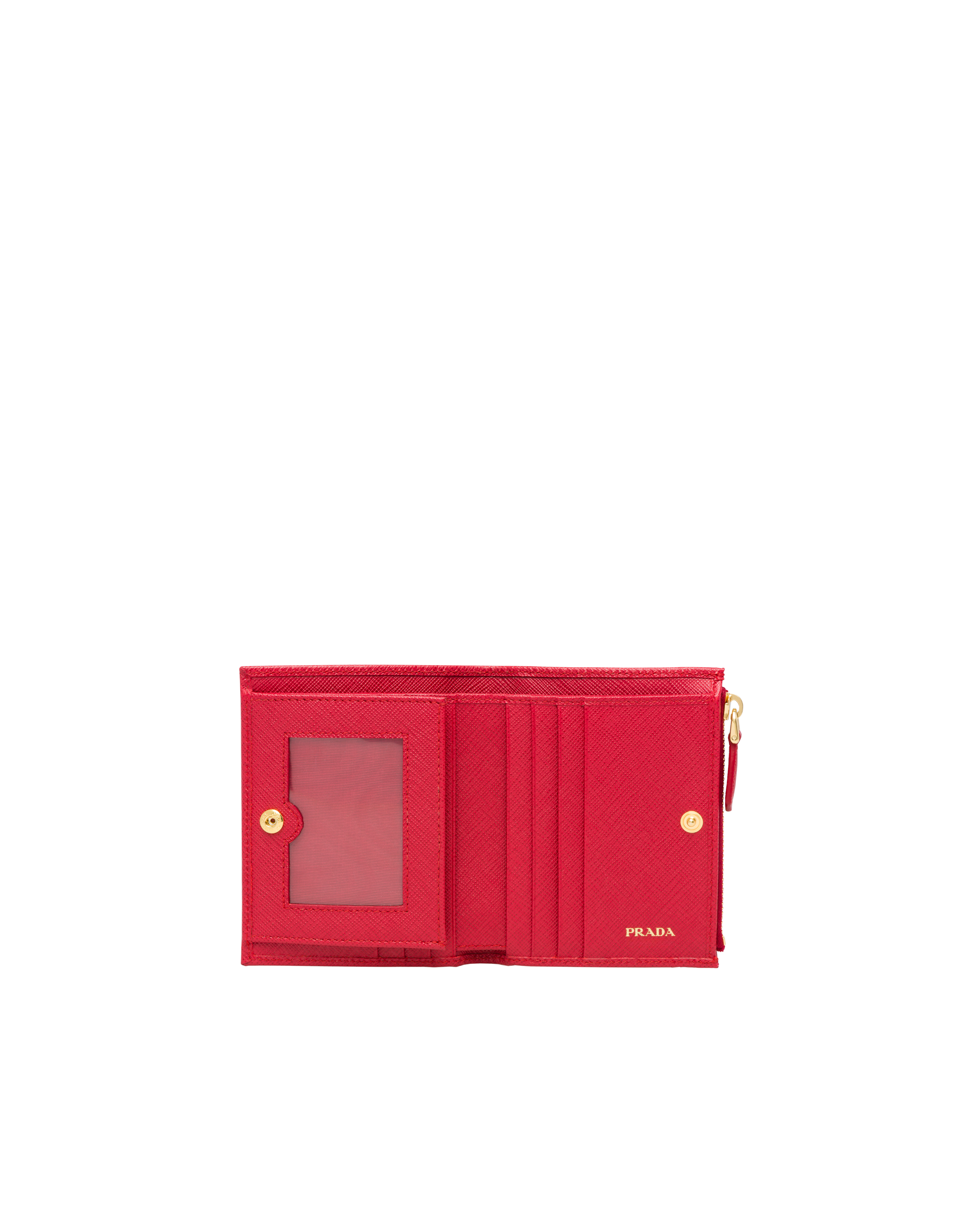 Fiery Red Leather Small Saffiano Compact Wallet