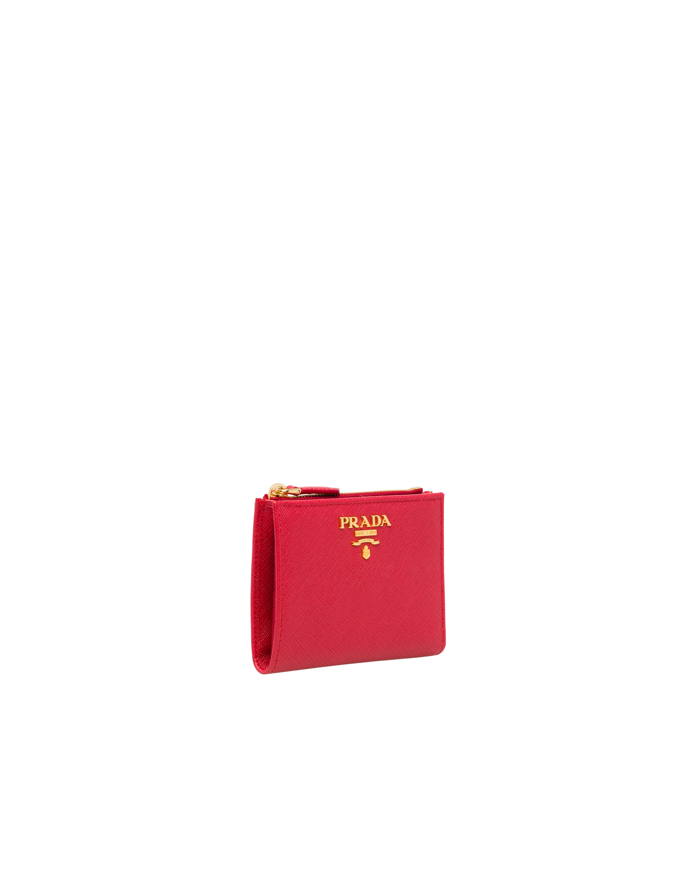 Fiery Red Leather Small Saffiano Compact Wallet