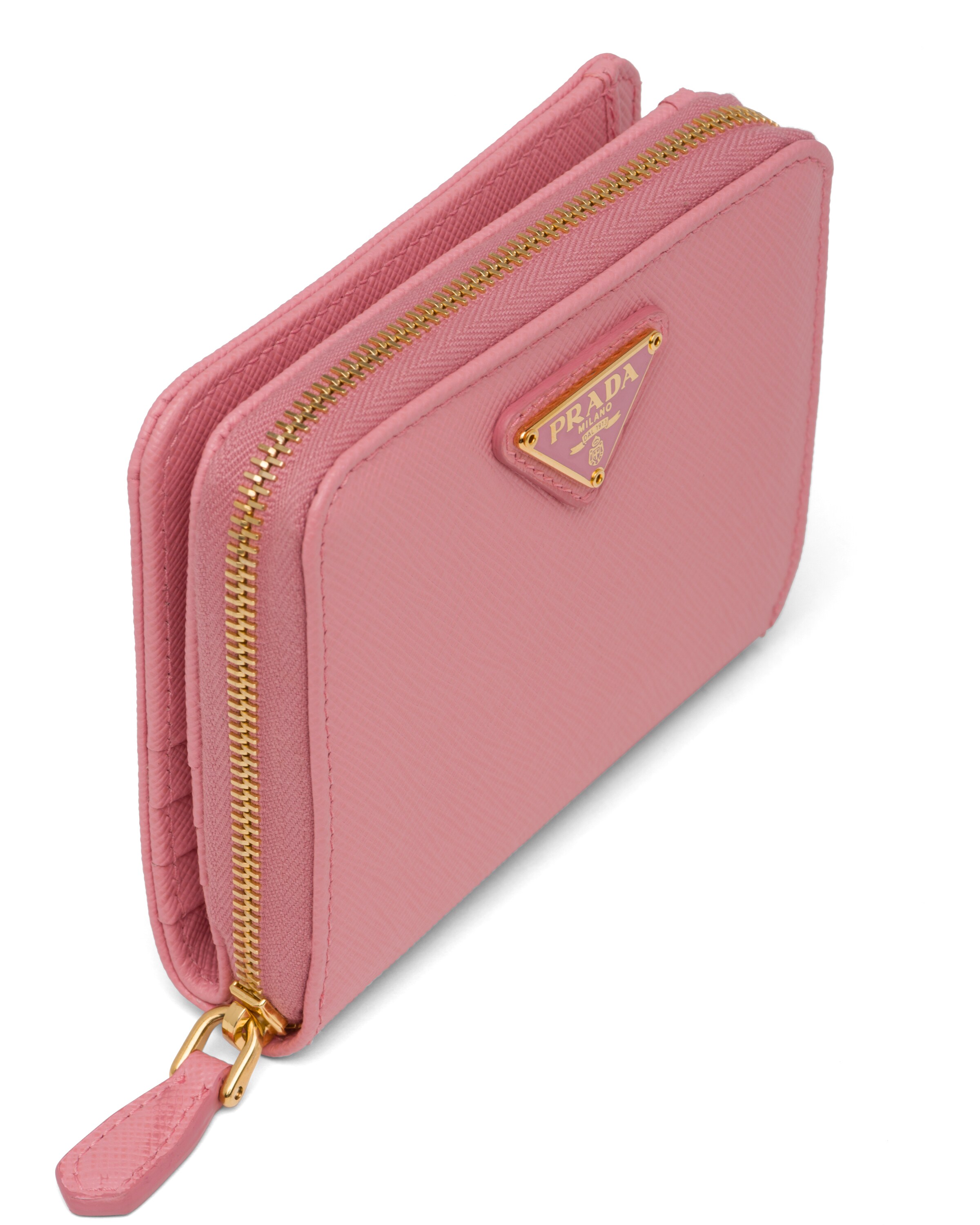 Petal Pink Small Saffiano Leather Wallet Prada