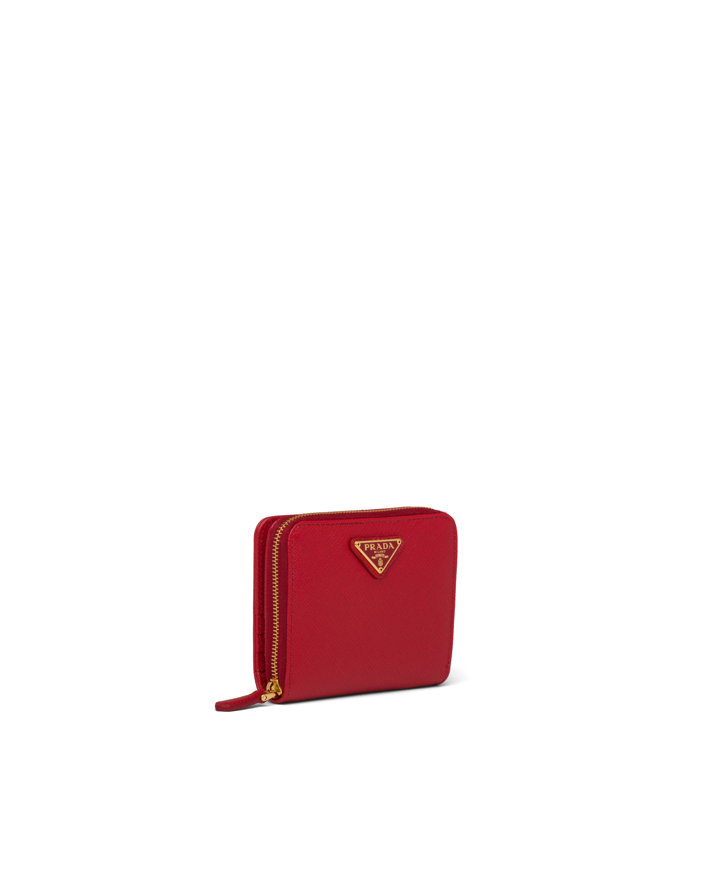 Fiery Red Leather Small Saffiano Compact Wallet