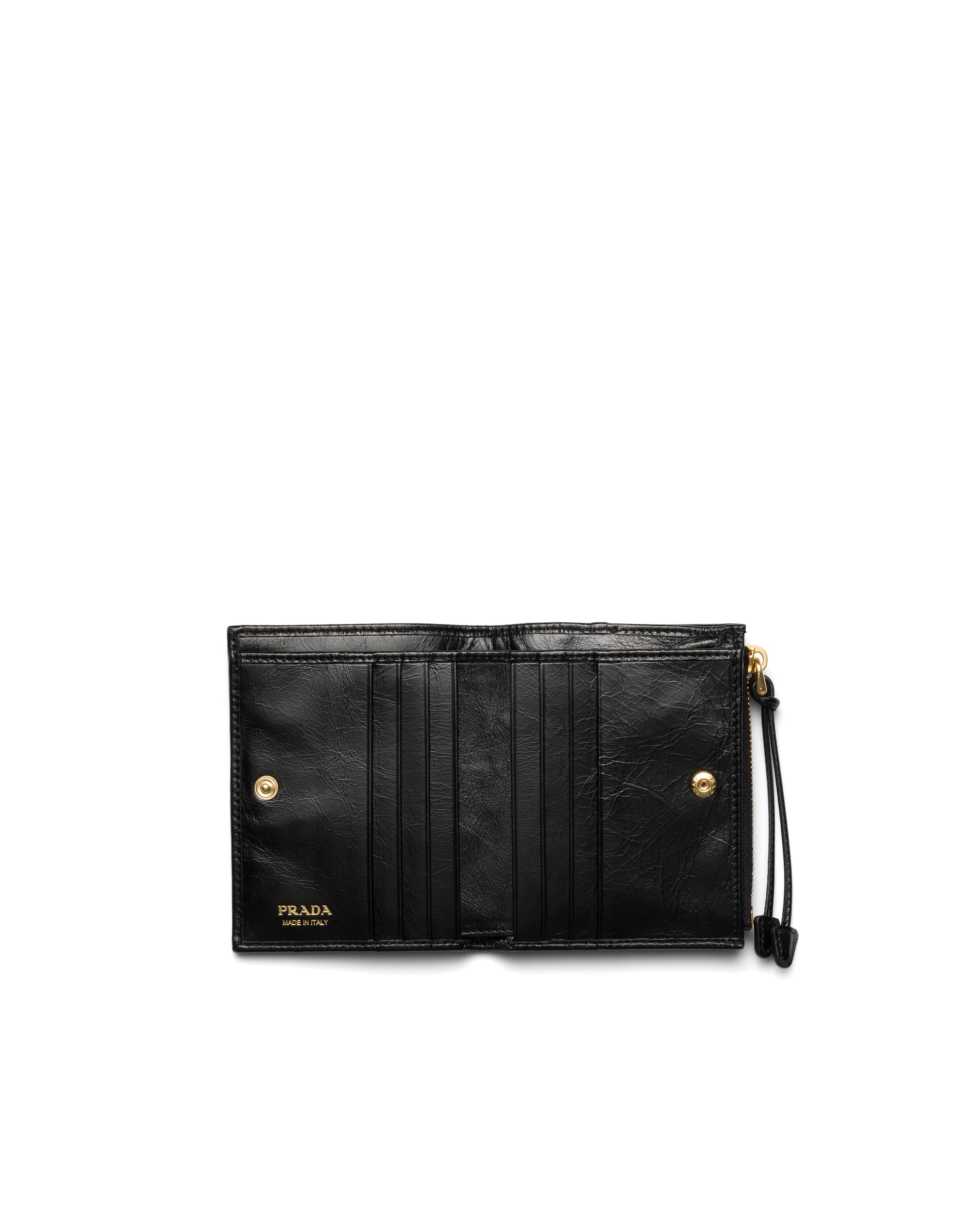 Prada Textured Leather Zip Wallet In Black
