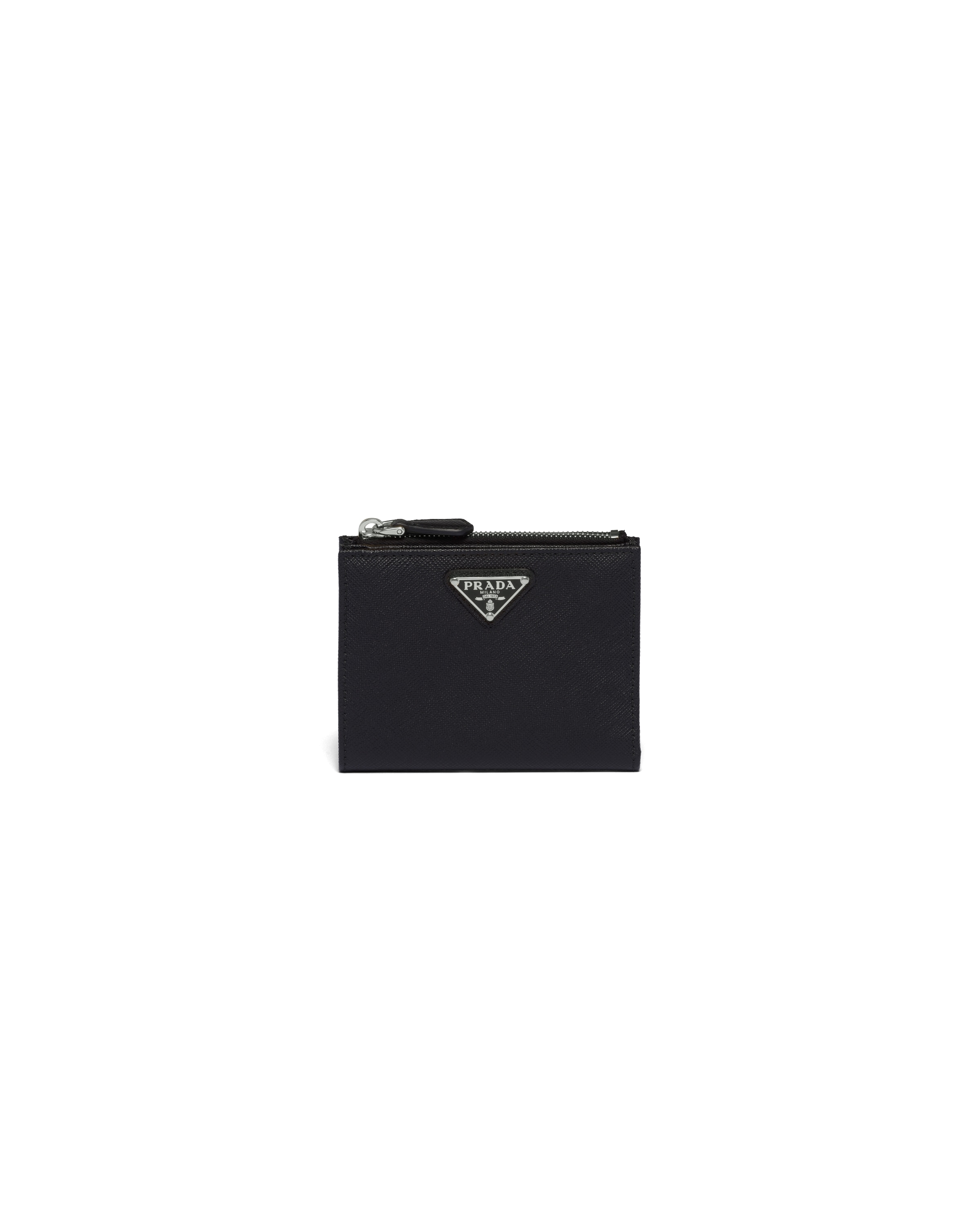 Prada Kleine Geldbörse Aus Saffiano-leder, Damen, Schwarz