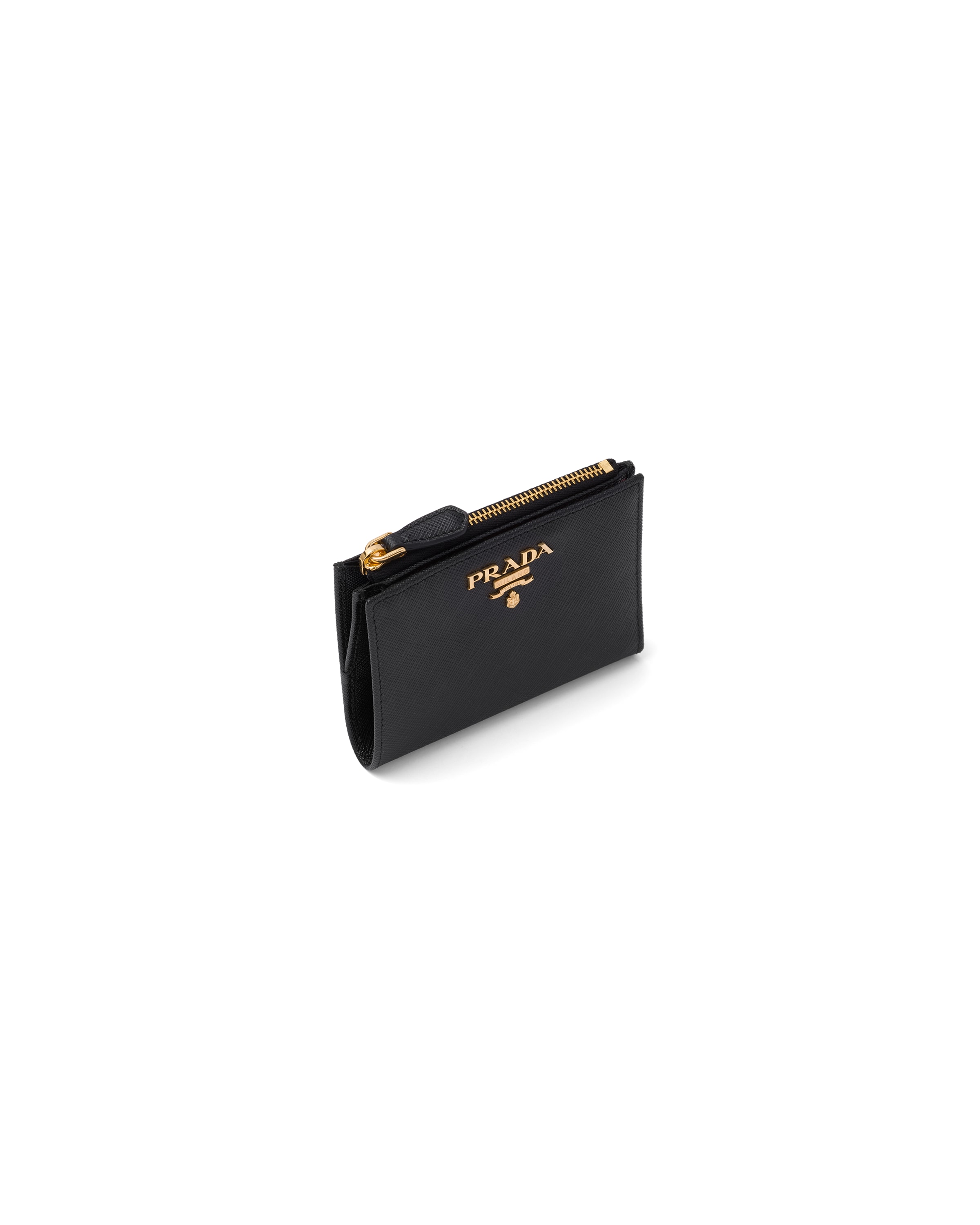 Prada Small Saffiano Leather Wallet In Black/hibiscus