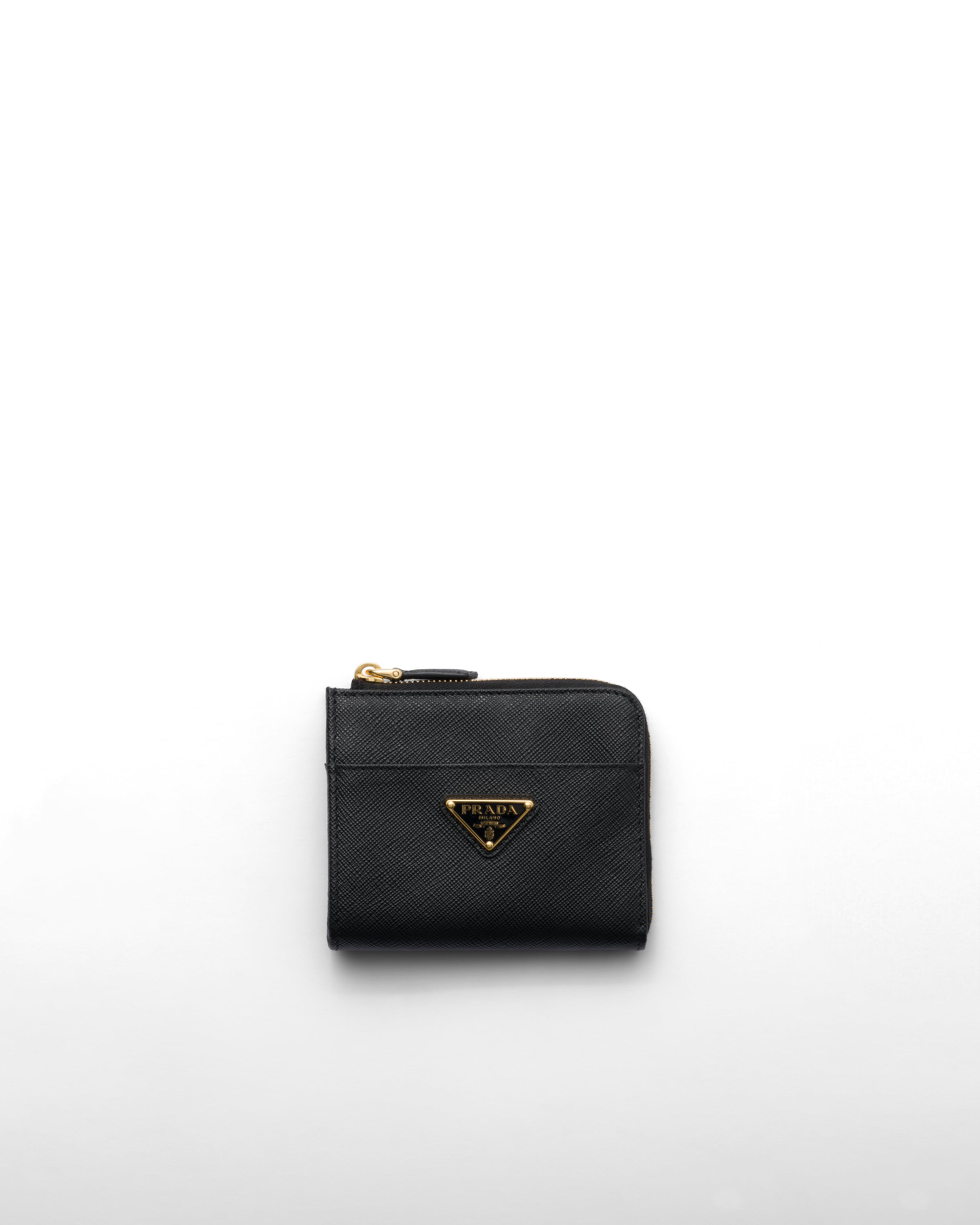 Prada Kleine Geldbörse Aus Saffiano-leder Mit Reißverschluss, Damen, Schwarz
