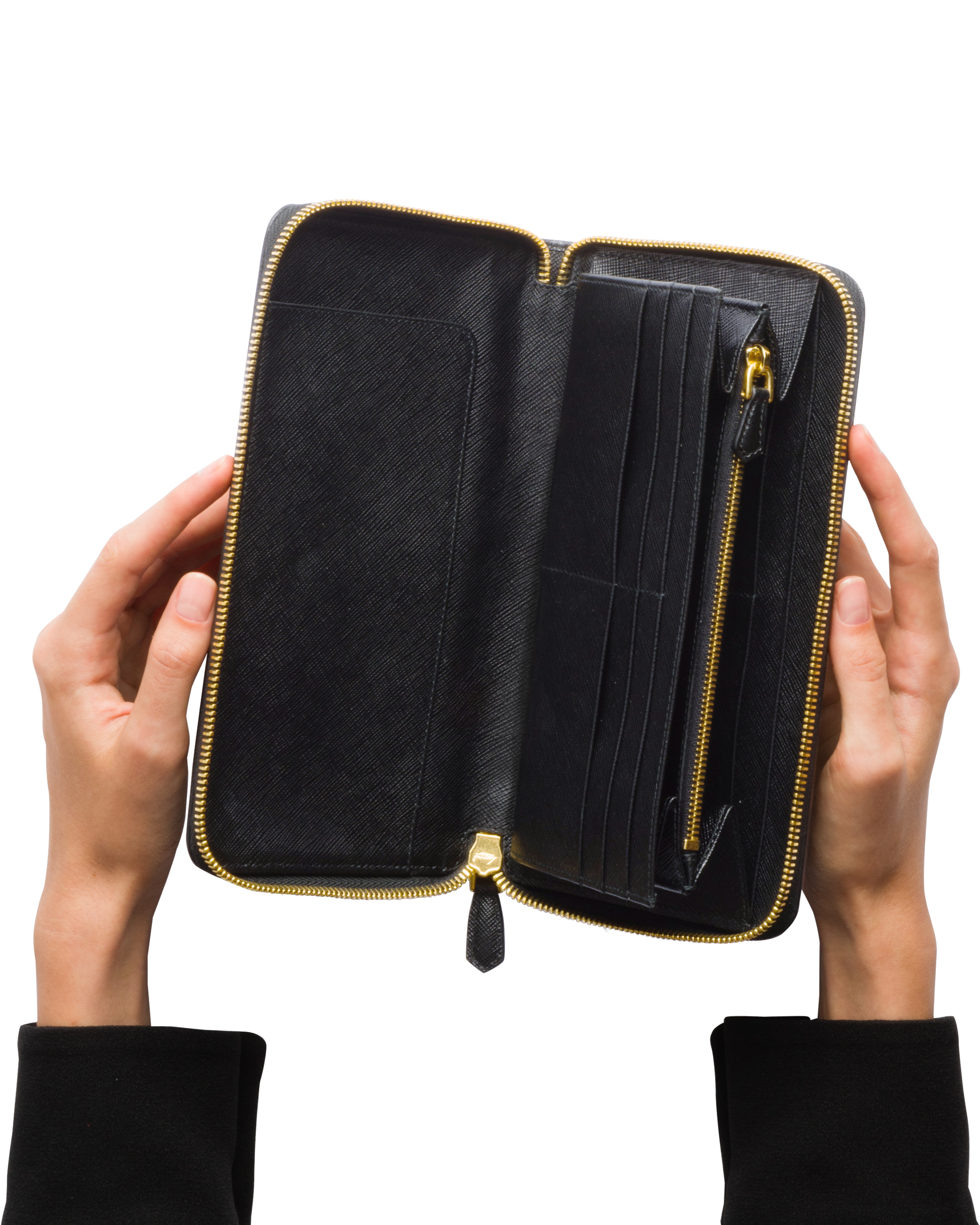 prada black leather wallet