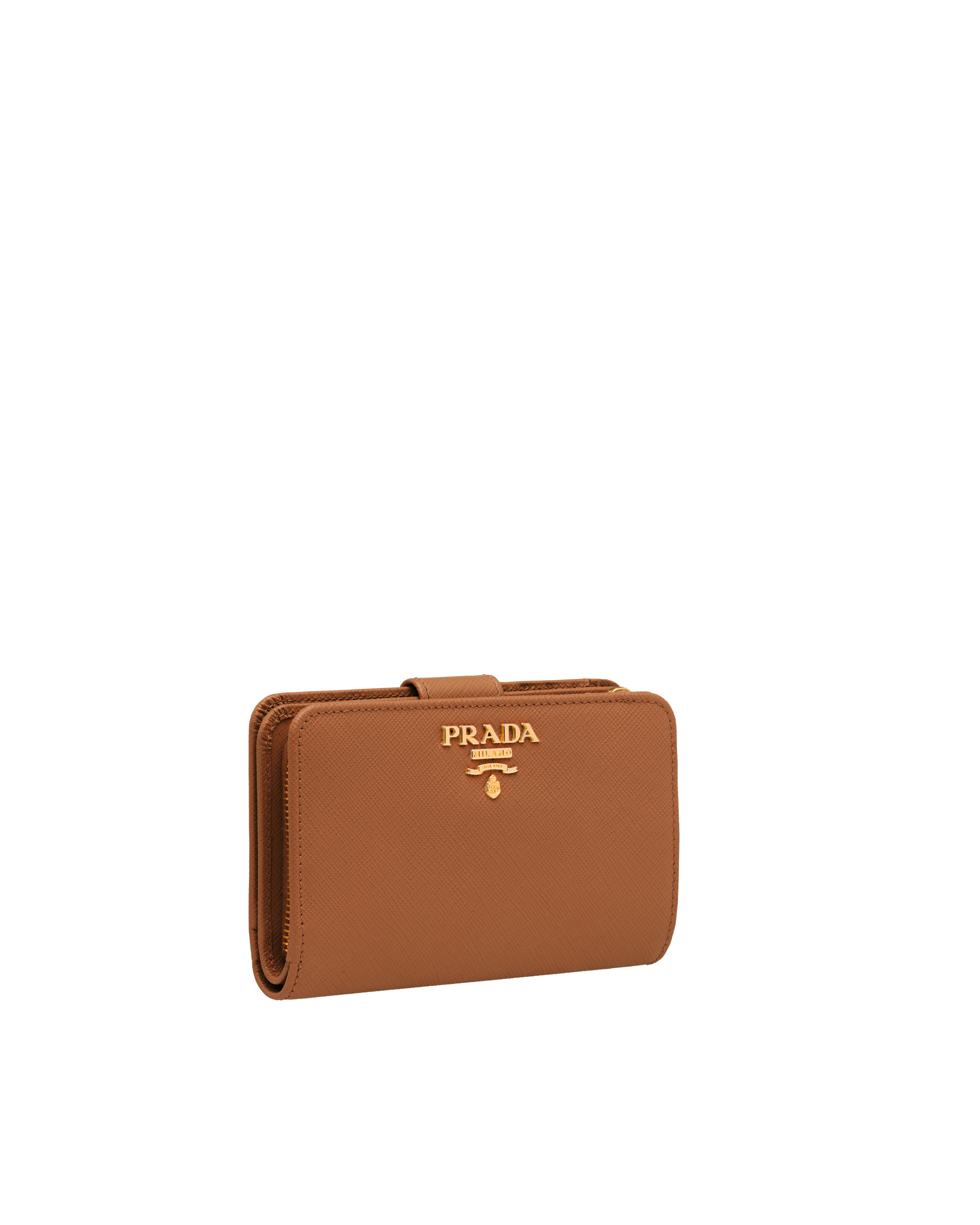 Cognac Small Saffiano Leather Wallet Prada