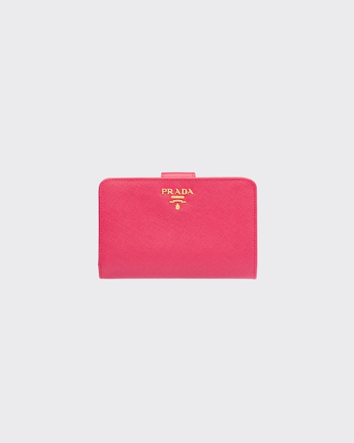 Peony Pink Small Saffiano Leather Wallet | Prada