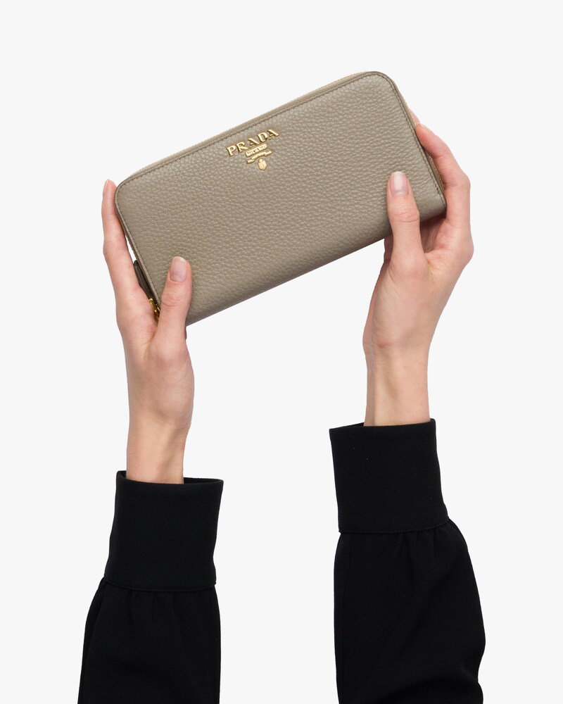 large leather wallet prada