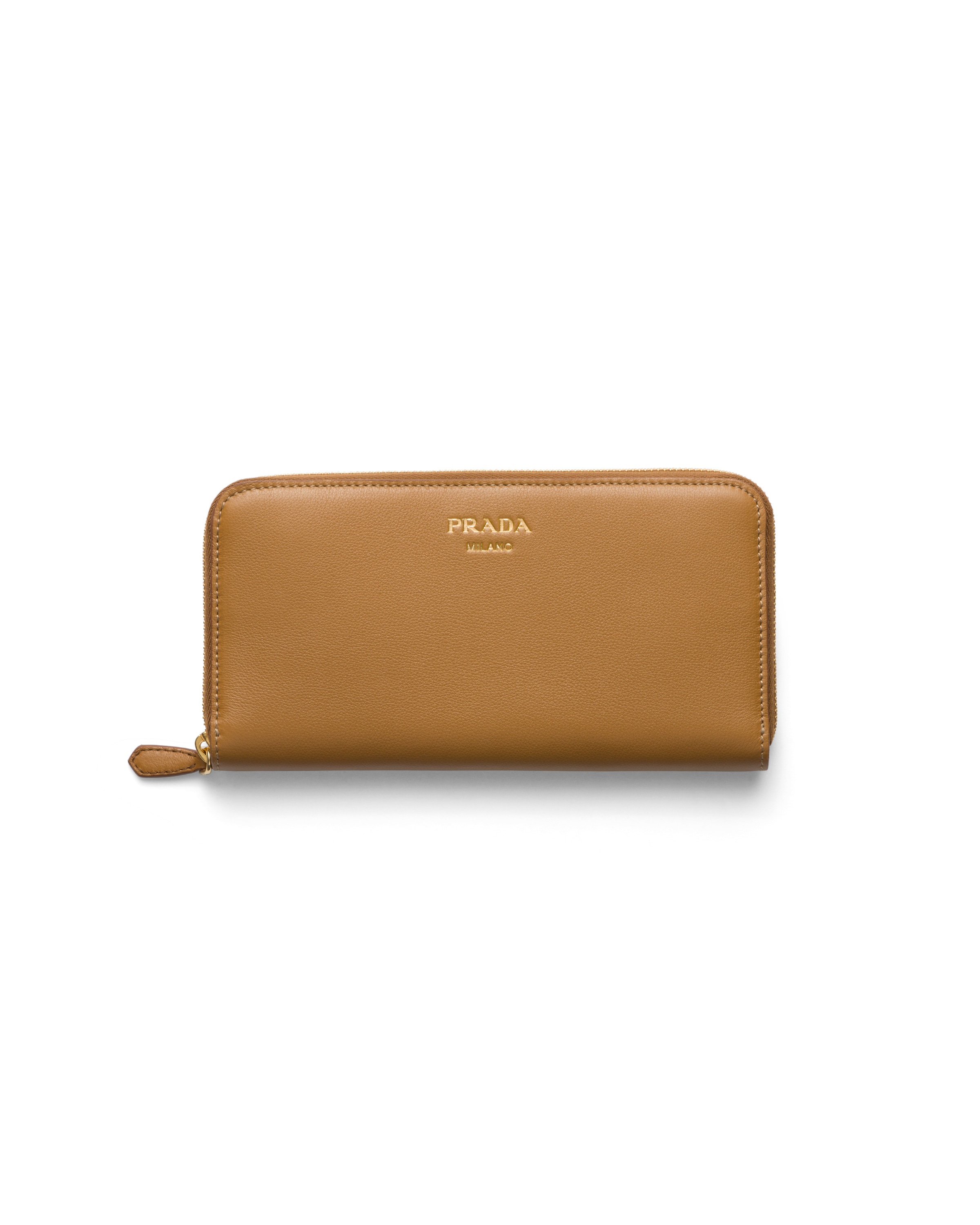 Prada Große Geldbörse Aus Leder, Damen, Karamell
