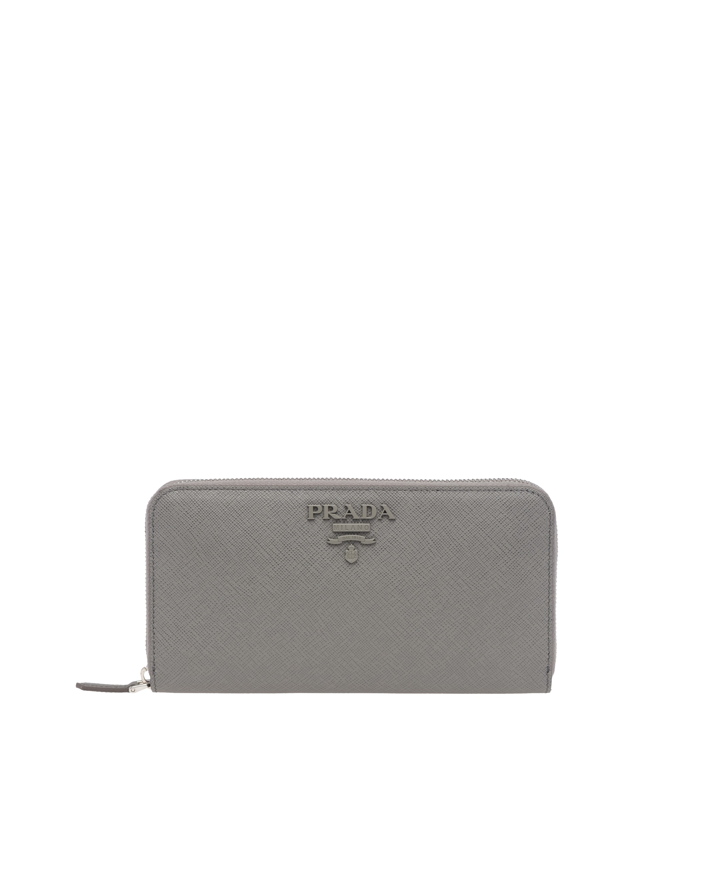 Marble Gray Large Saffiano Leather Wallet Prada
