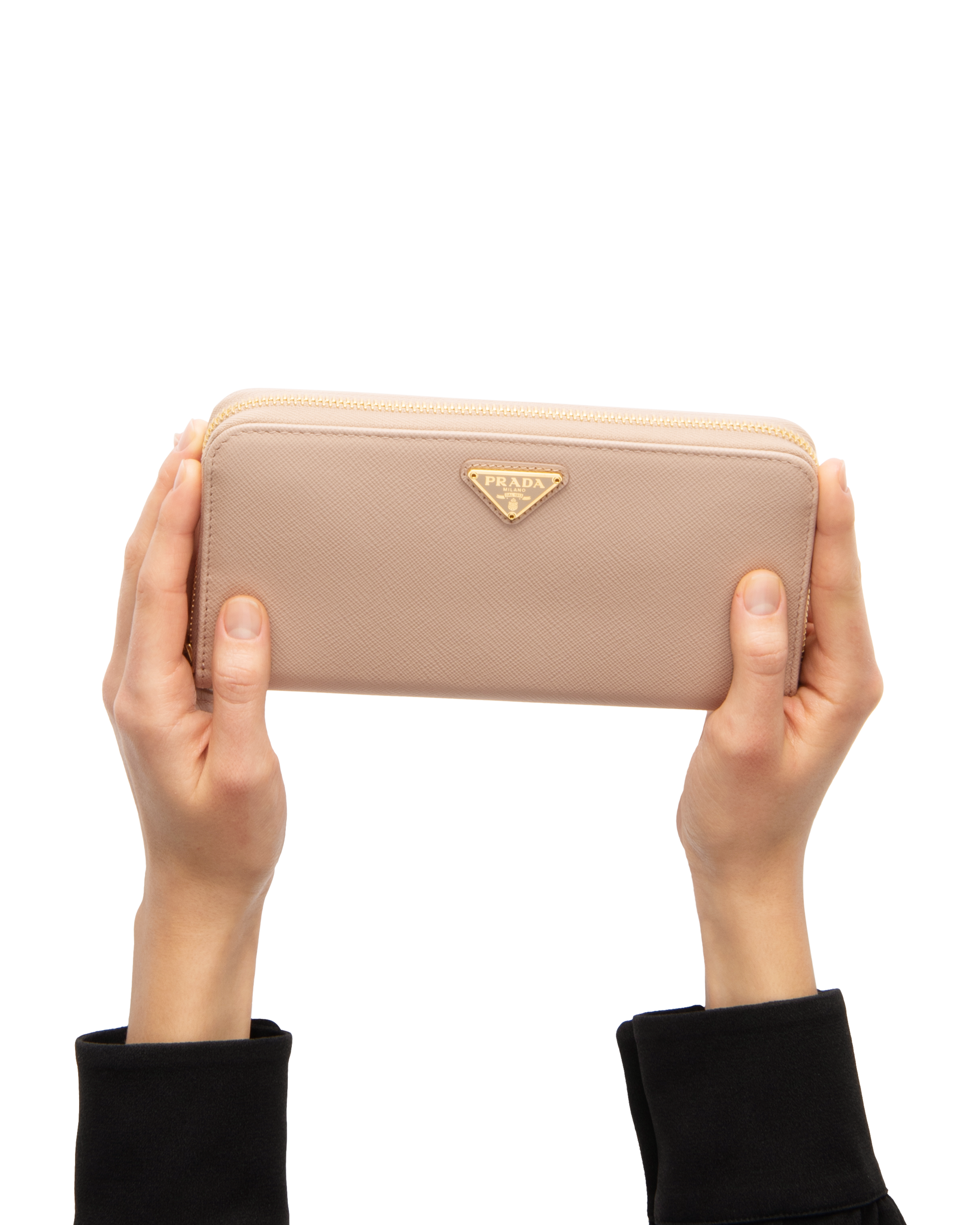 Powder Pink Large Saffiano Leather Wallet PRADA