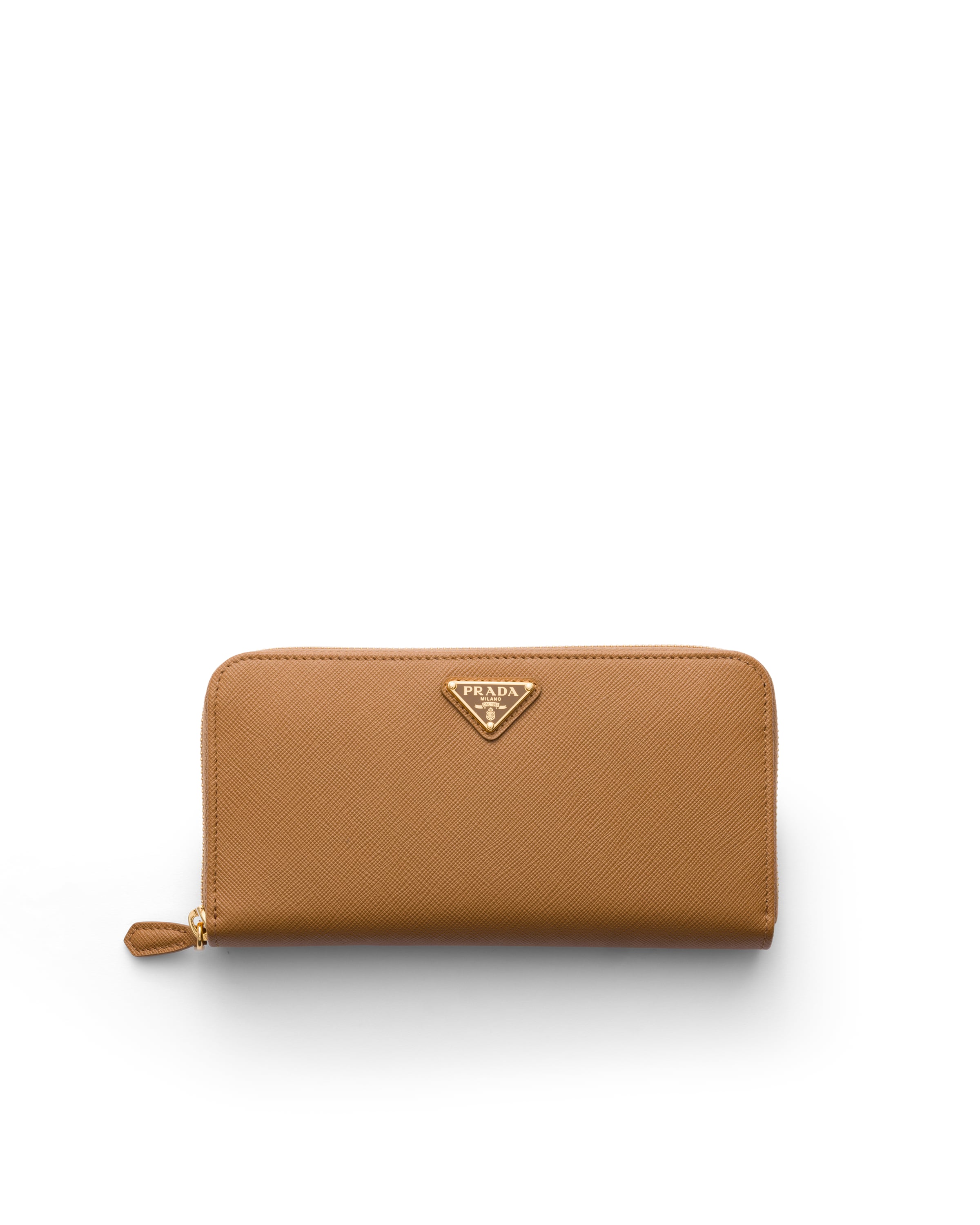 Prada Saffiano Leather Wallet In Karamell