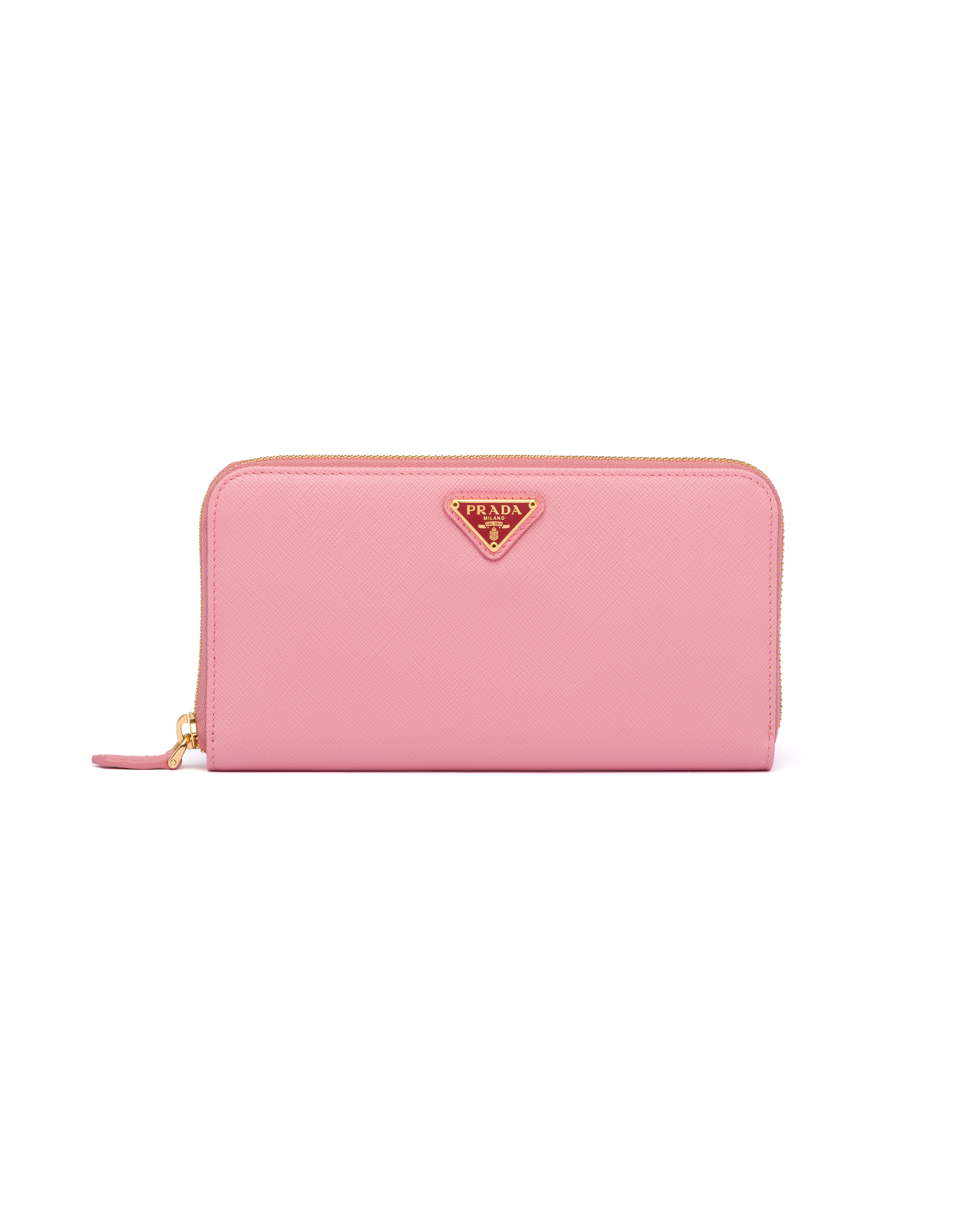 Petal Pink/fiery Red Large Saffiano Leather Wallet | Prada