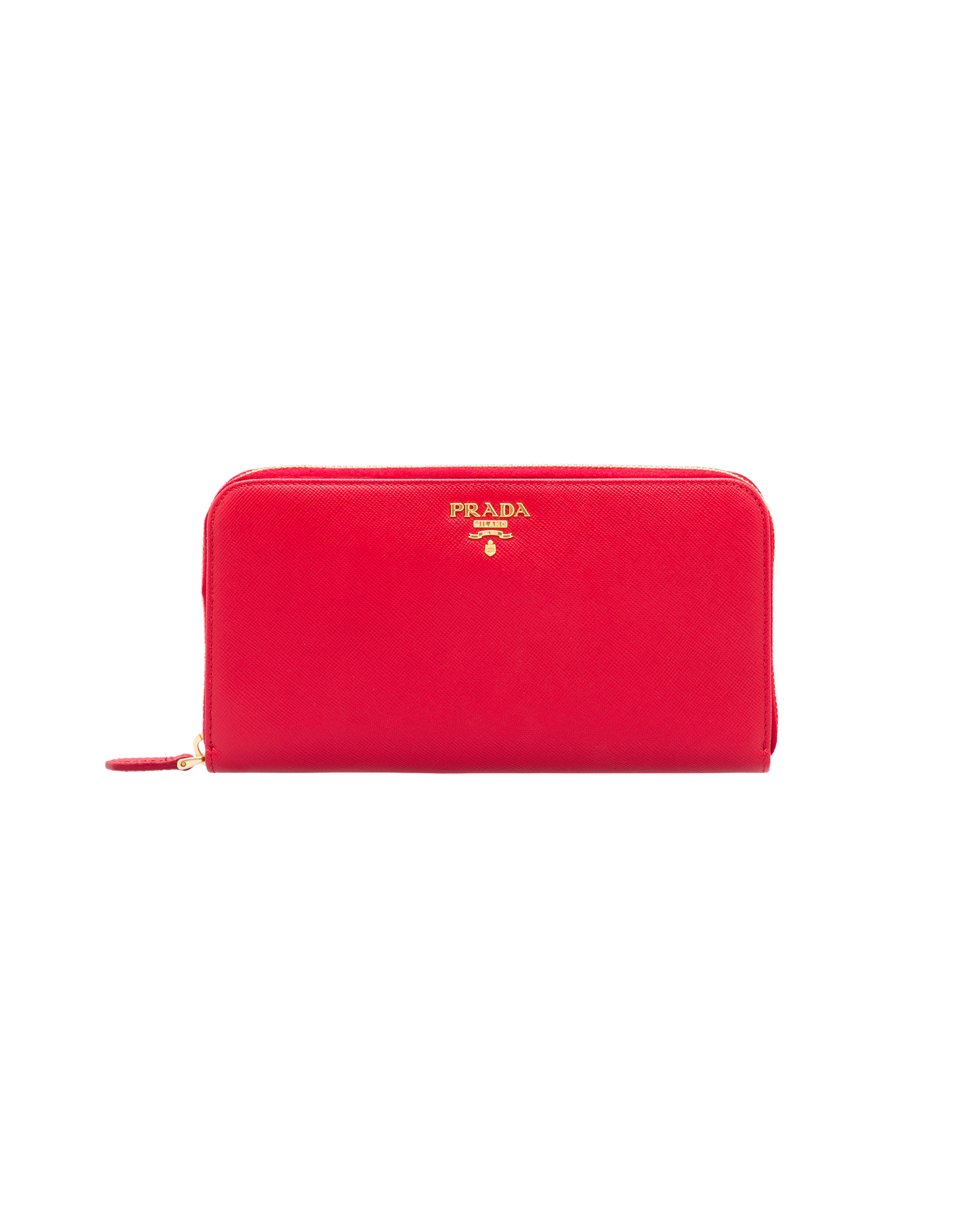 Prada Fiery Red Saffiano and leather wallet with shoulder strap (PB1019593)