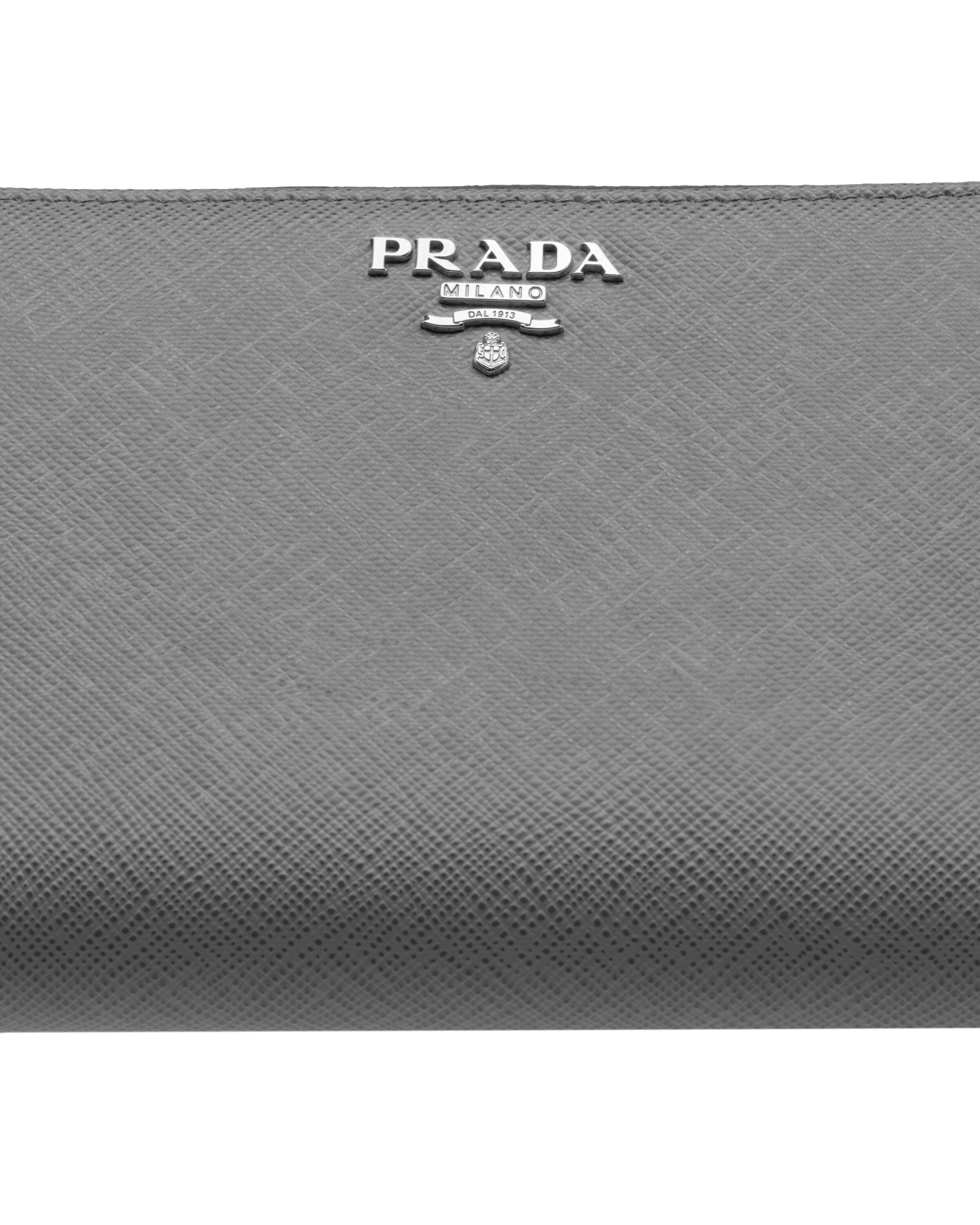 Marble Gray Large Saffiano Leather Wallet Prada