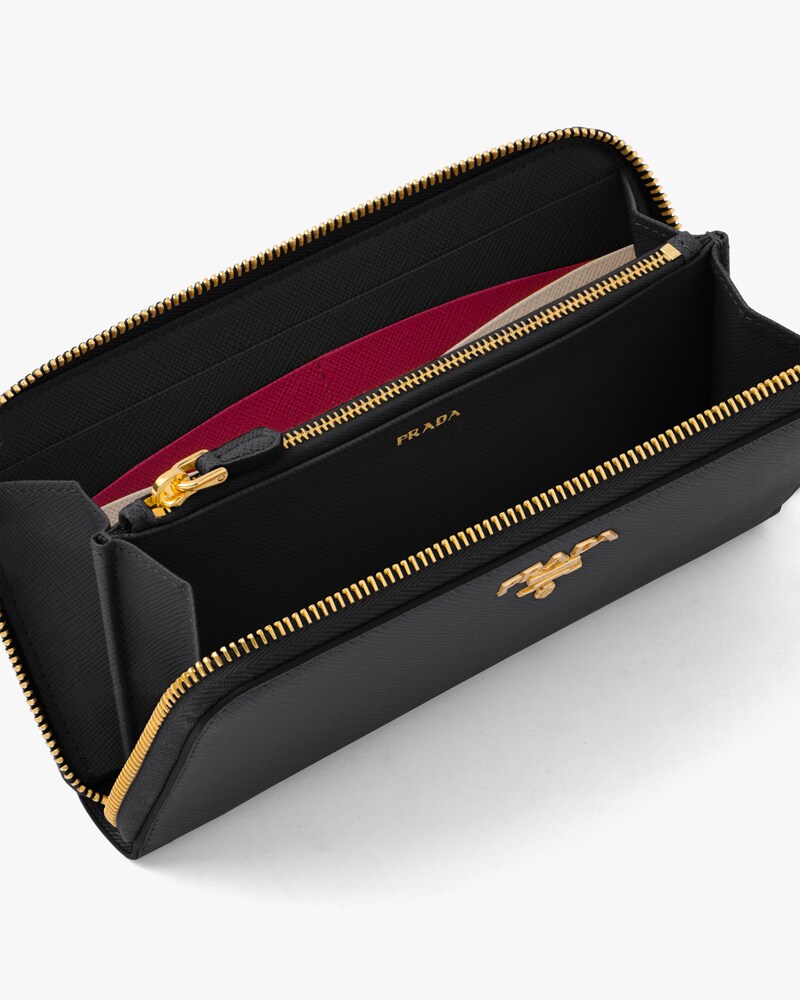 ブラック ピンク サフィアーノレザー 財布 Prada