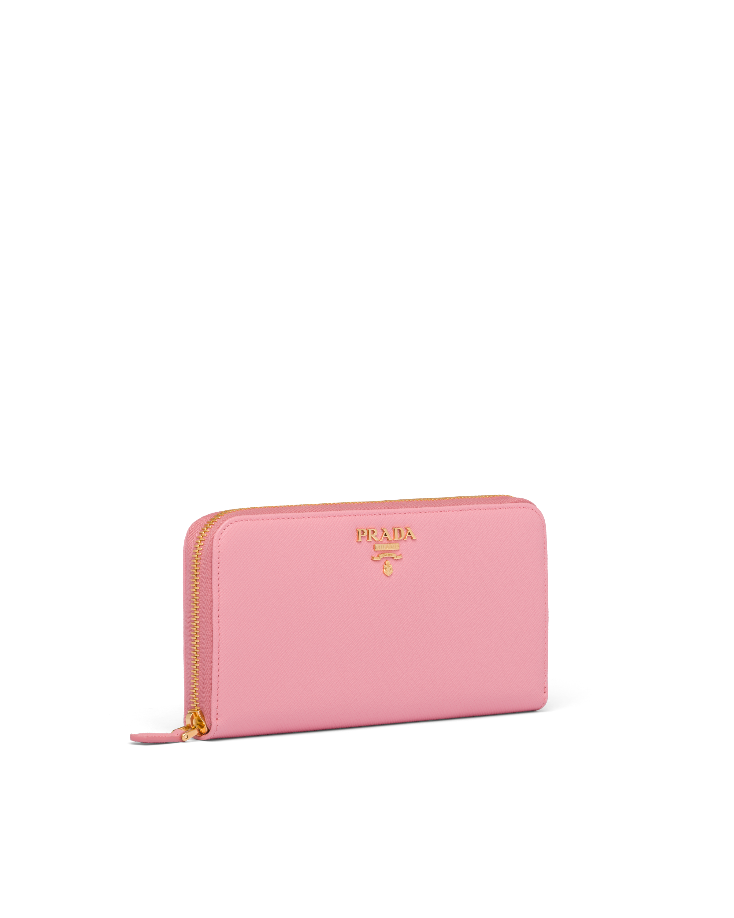 Petal Pink/peach Large Saffiano leather wallet | Prada