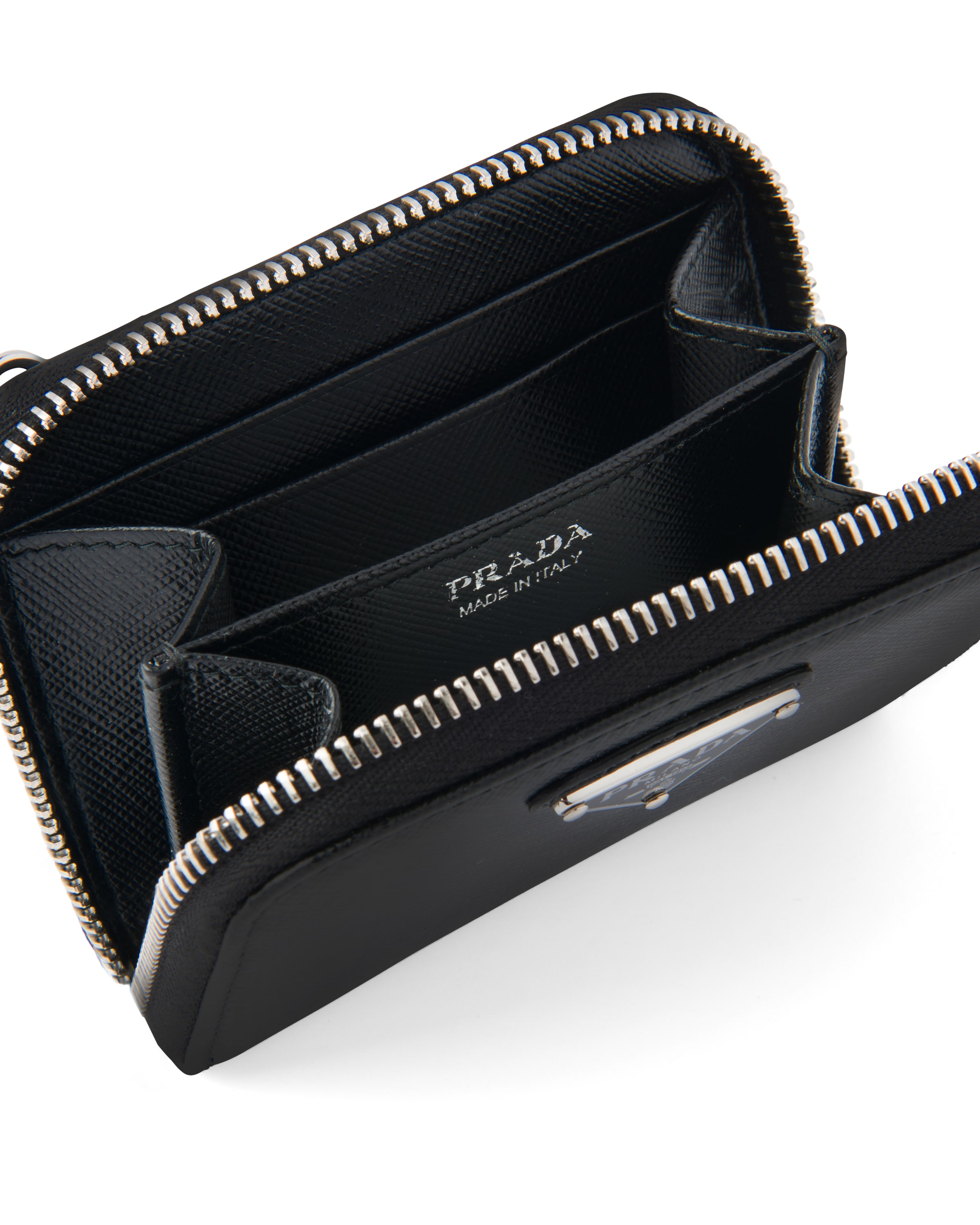 Black Saffiano leather card holder Prada