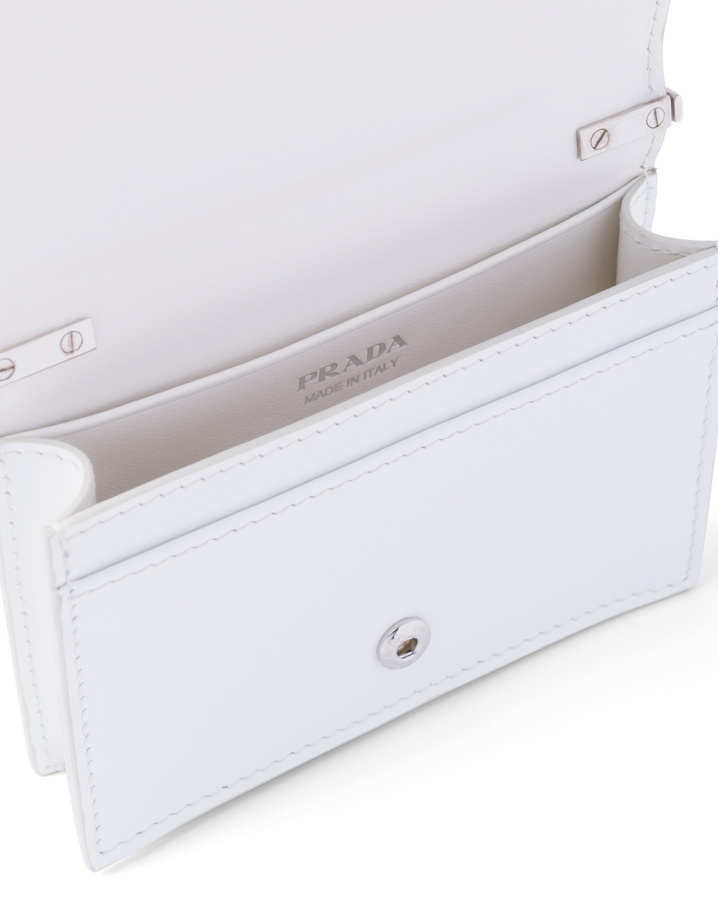 Brushed leather chain card holder Prada