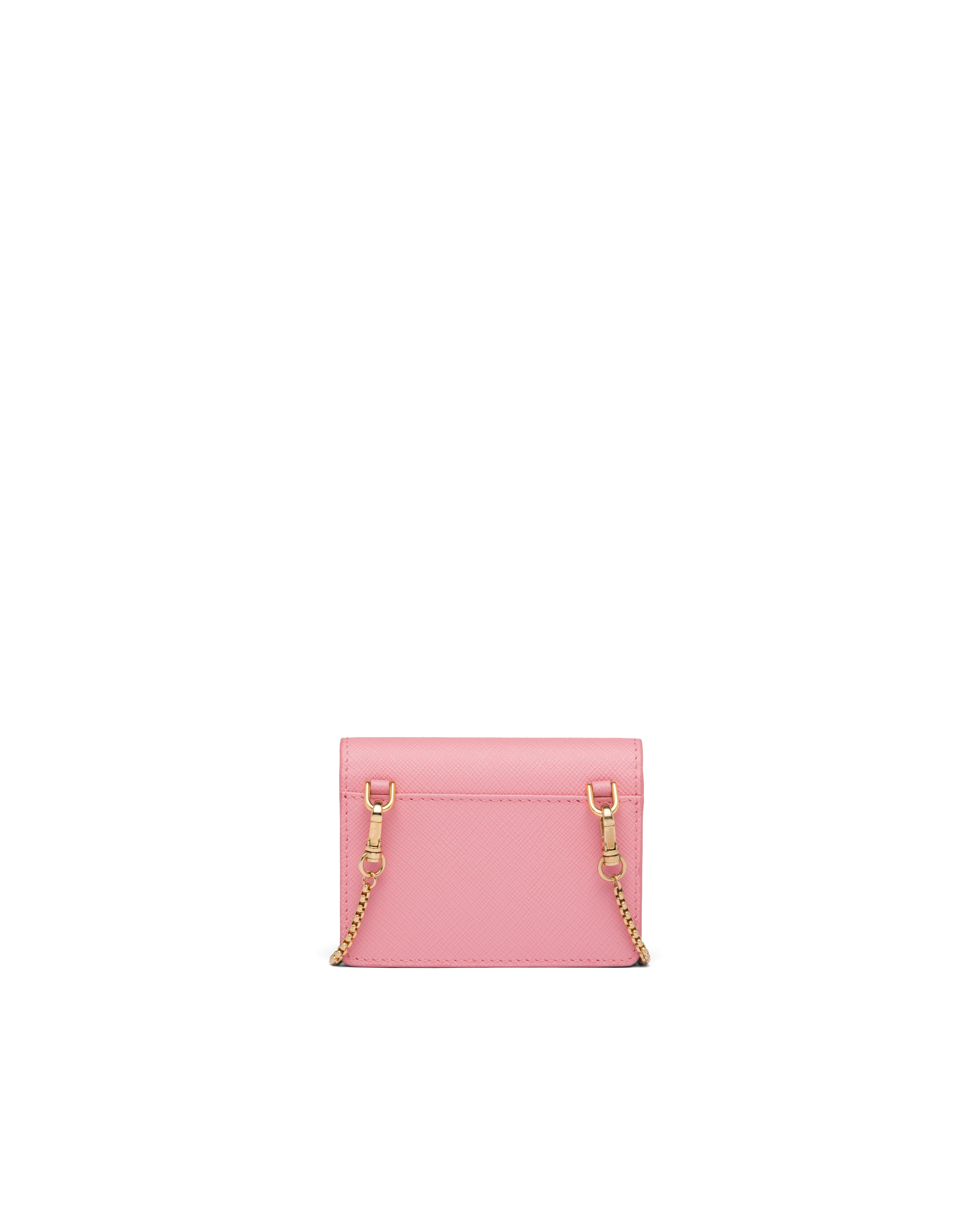 Saffiano Leather Card Holder With Chain Prada