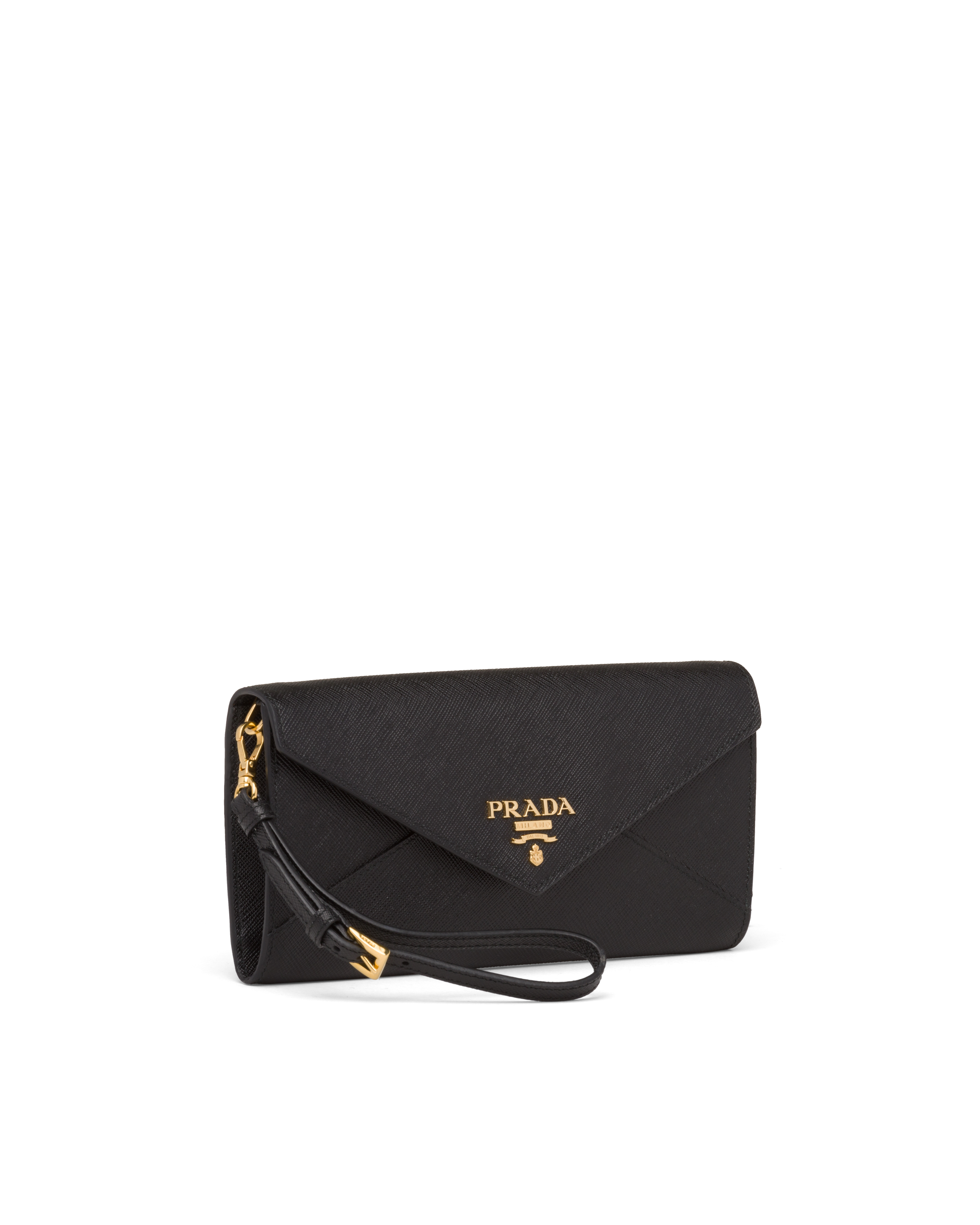 Prada Black Saffiano Leather Accordion Card Holder Prada