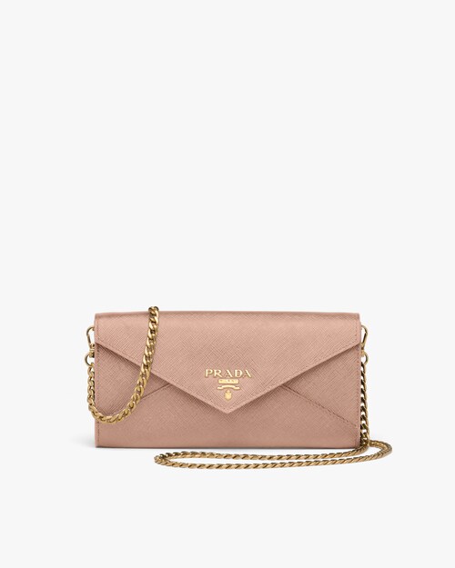 prada chain leather wallet