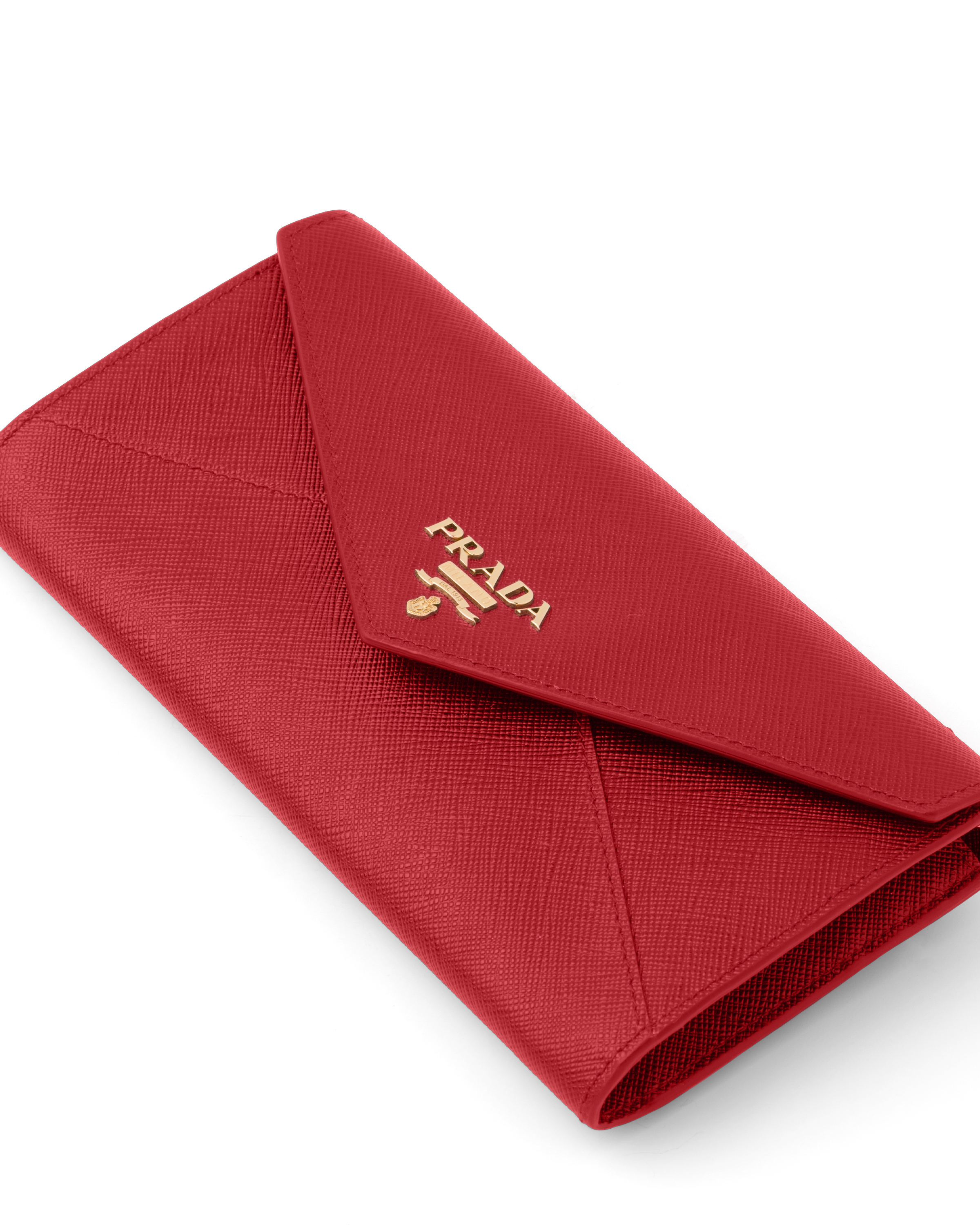 Prada saffiano wallet red clearance