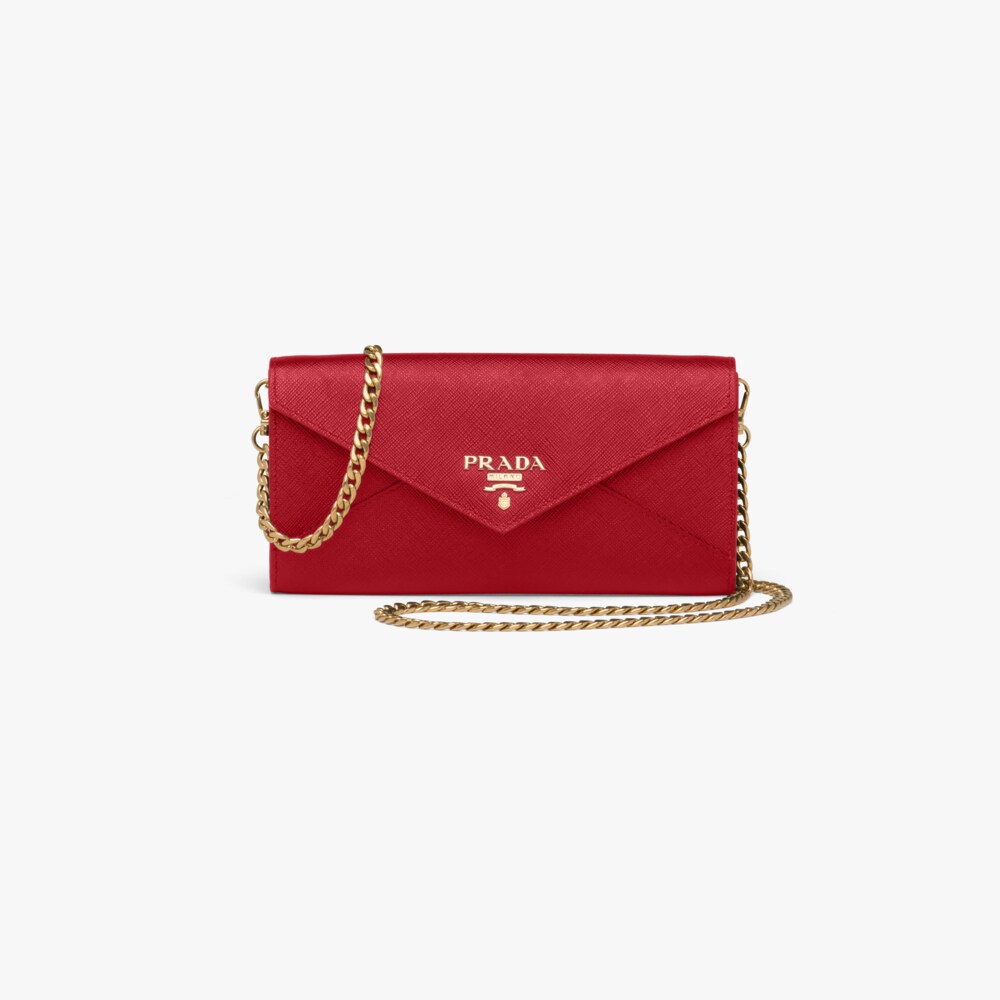 prada red wallet on chain
