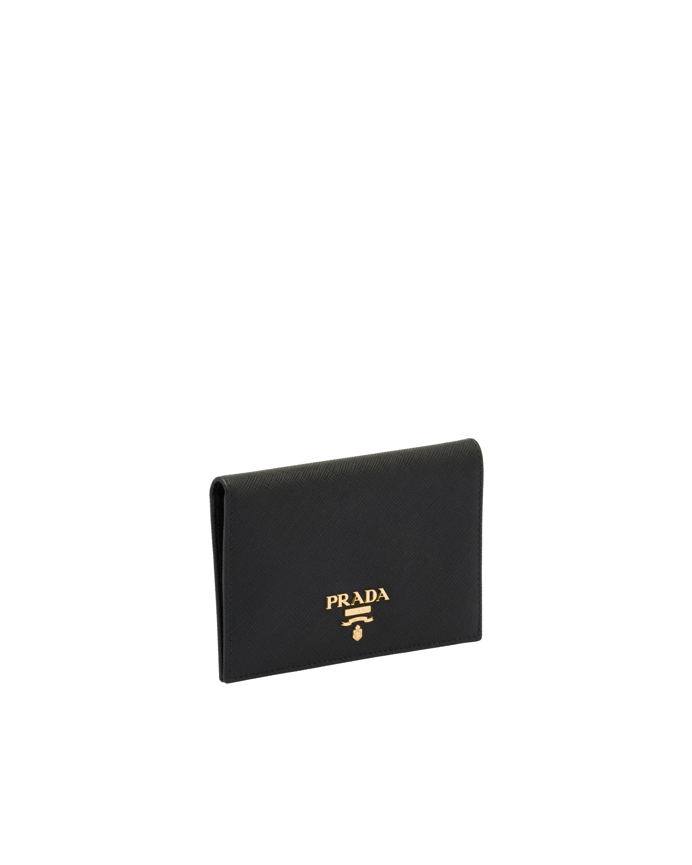 Prada Black Saffiano Triangle Passport Holder Prada