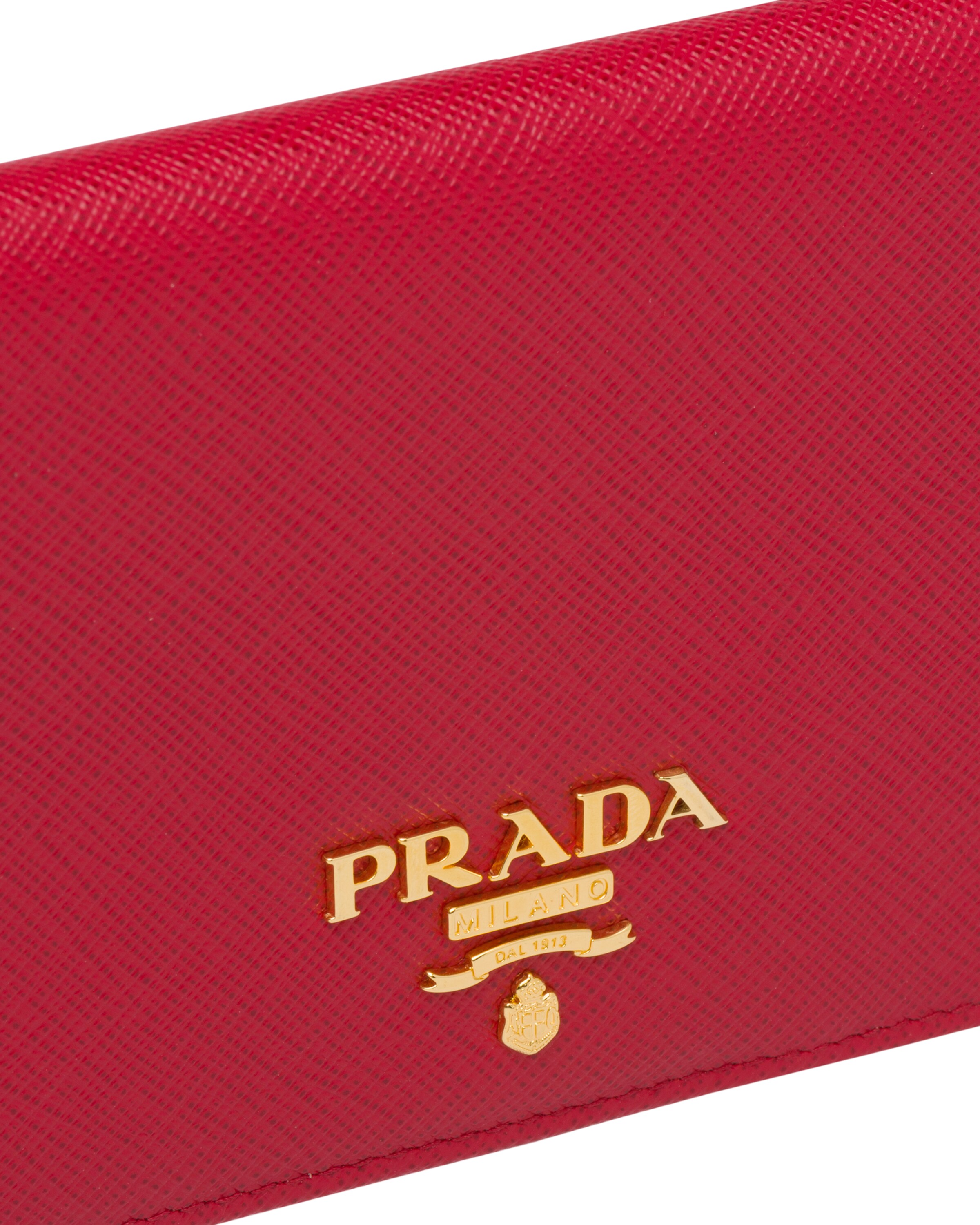 Fiery Red Saffiano Leather Passport Holder Prada