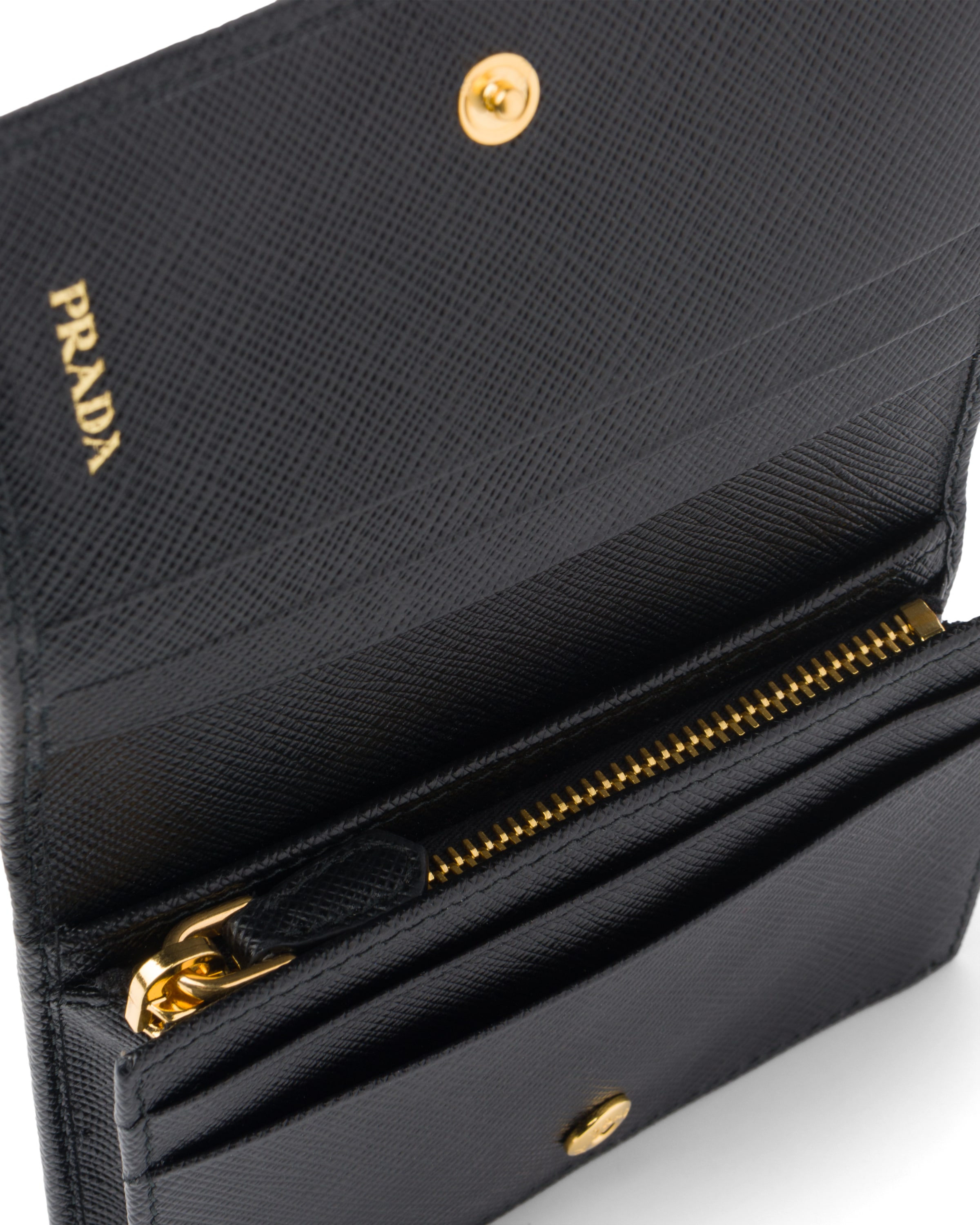 Prada Small Saffiano Leather Wallet In Black