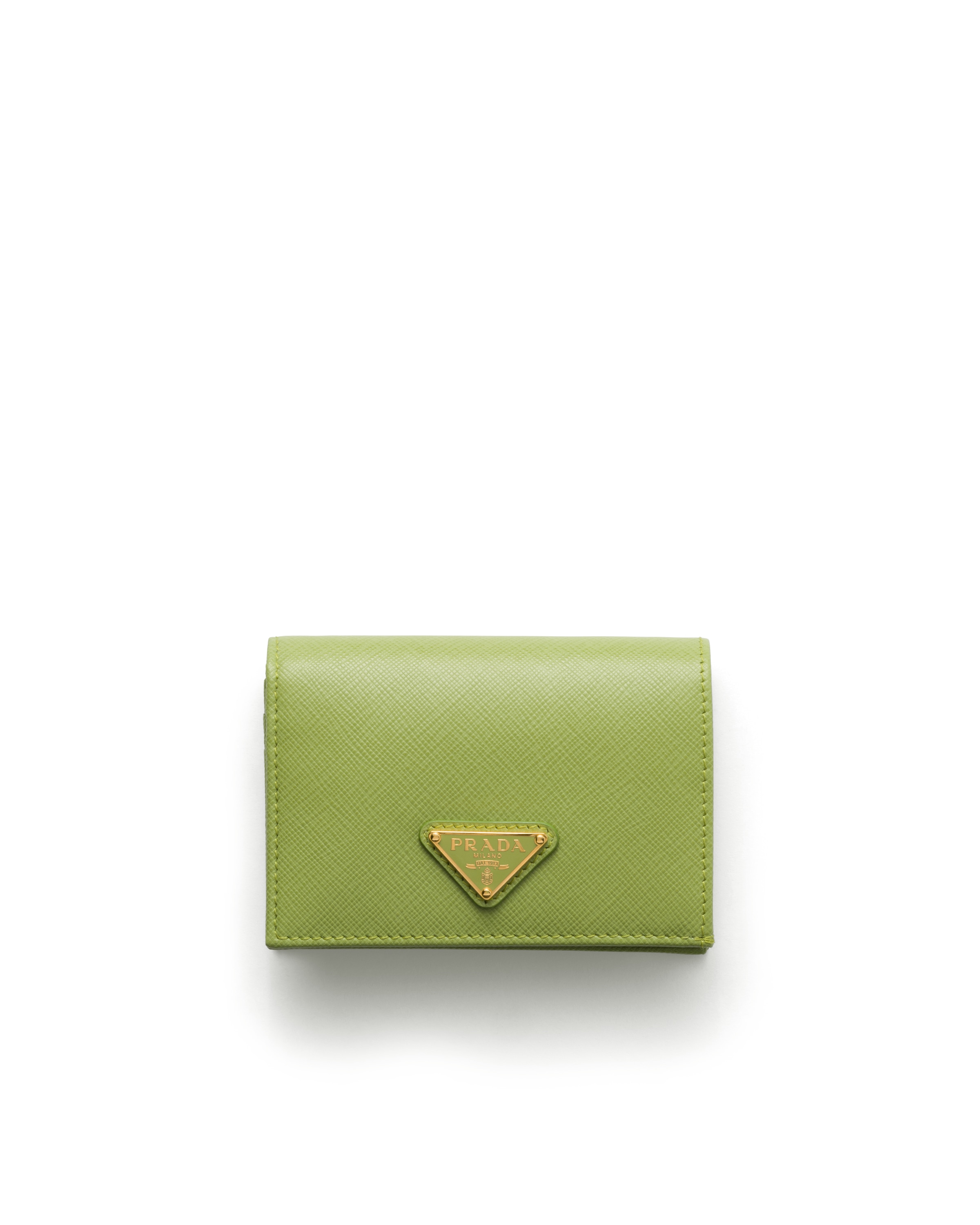 Prada Small Saffiano Leather Wallet, Damen, Wiesengrün