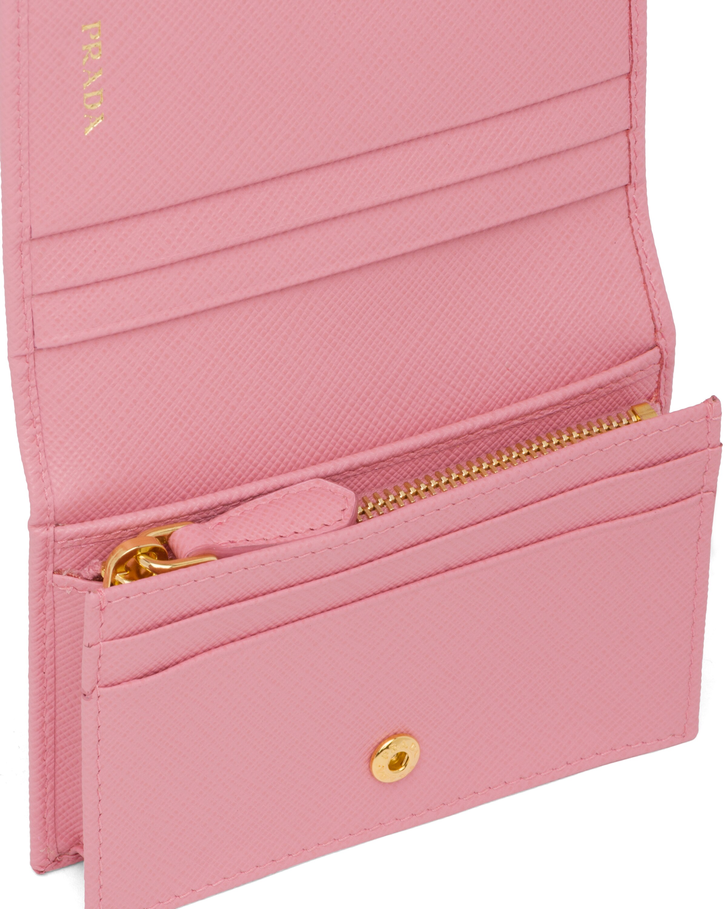 Petal Pink Small Saffiano Leather Wallet Prada