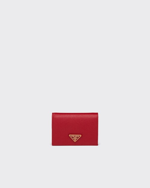 Fiery Red Small Saffiano Leather Wallet | Prada