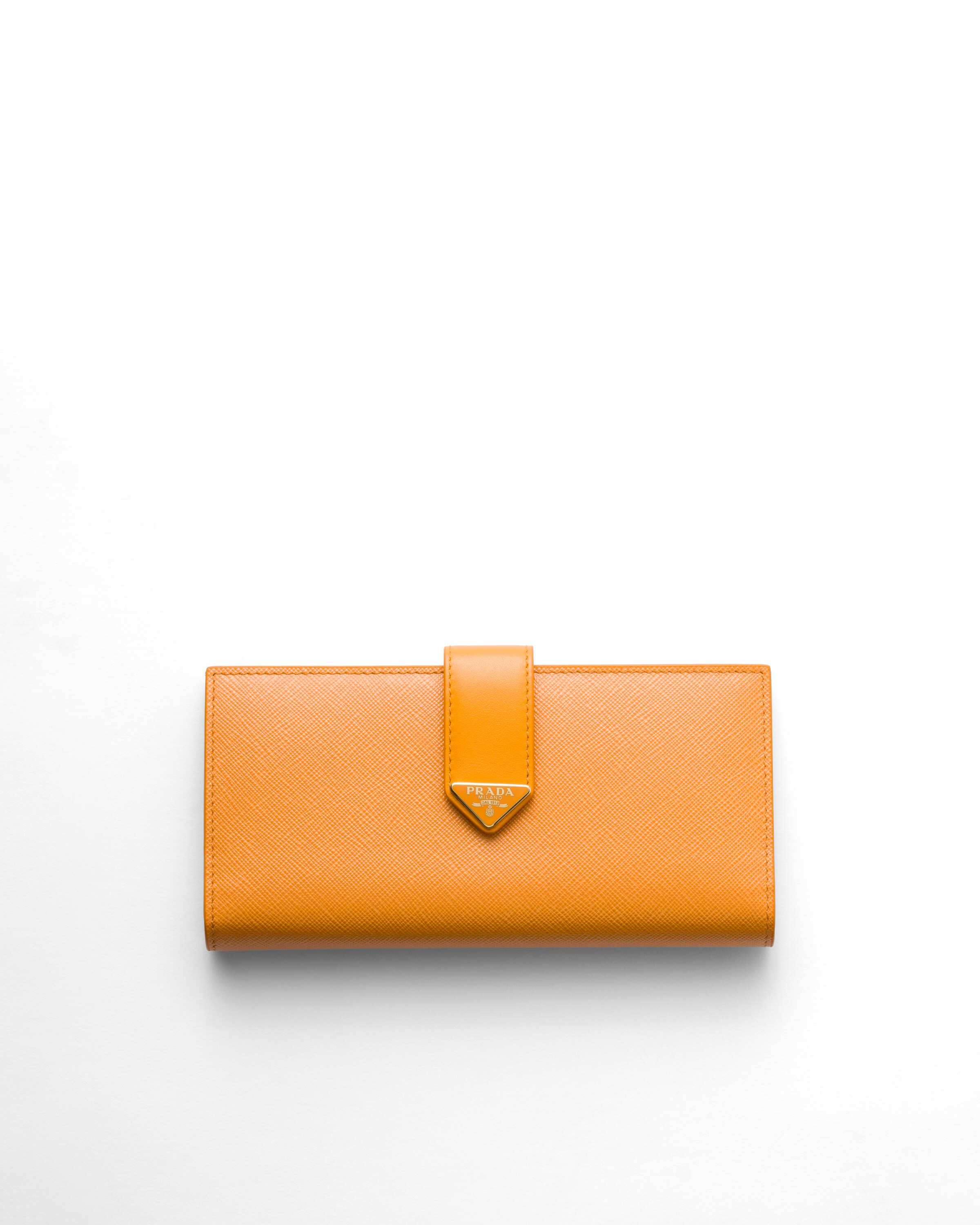 Prada Große Geldbörse Aus Saffiano Und Leder, Damen, Bernstein