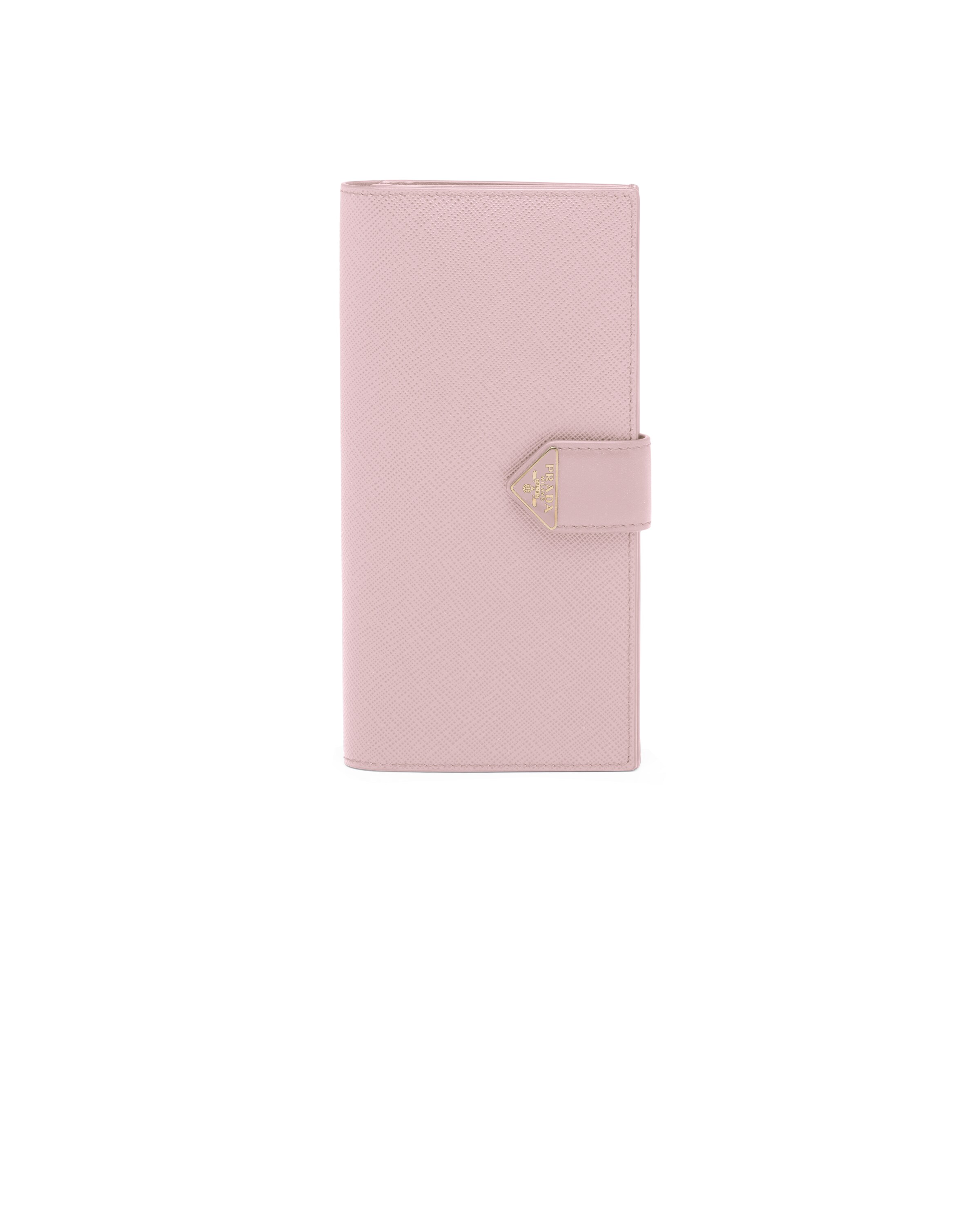 Prada Large Saffiano And Smooth Leather Wallet, Women, Alabaster Pink