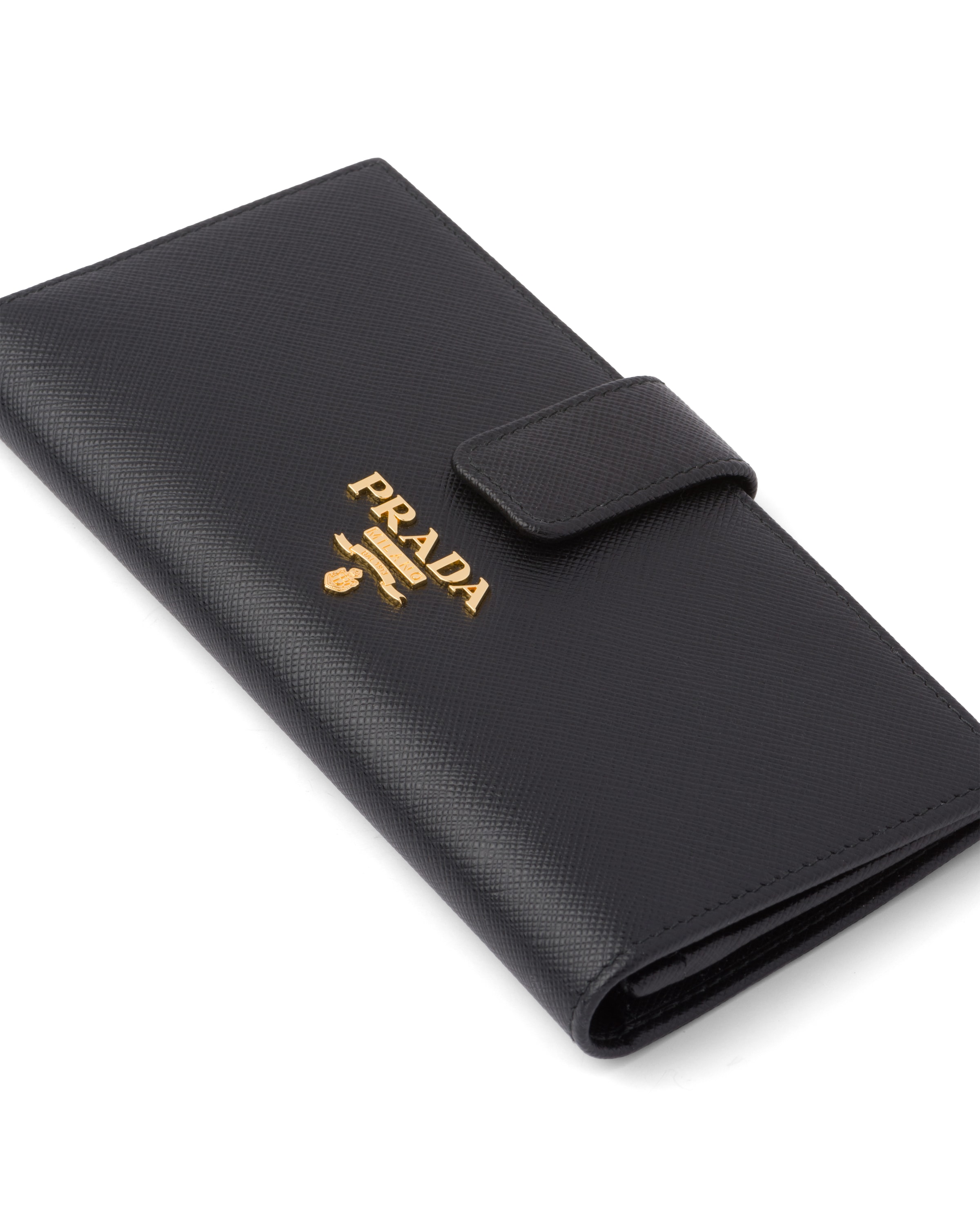 Prada Large Saffiano Leather Wallet In Black