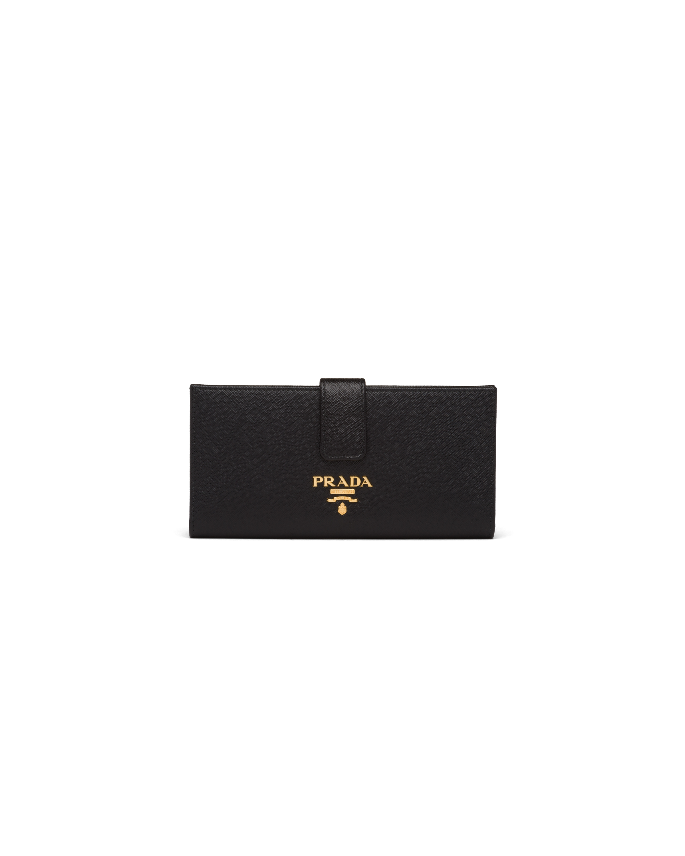 Prada Large Saffiano Leather Wallet In Black