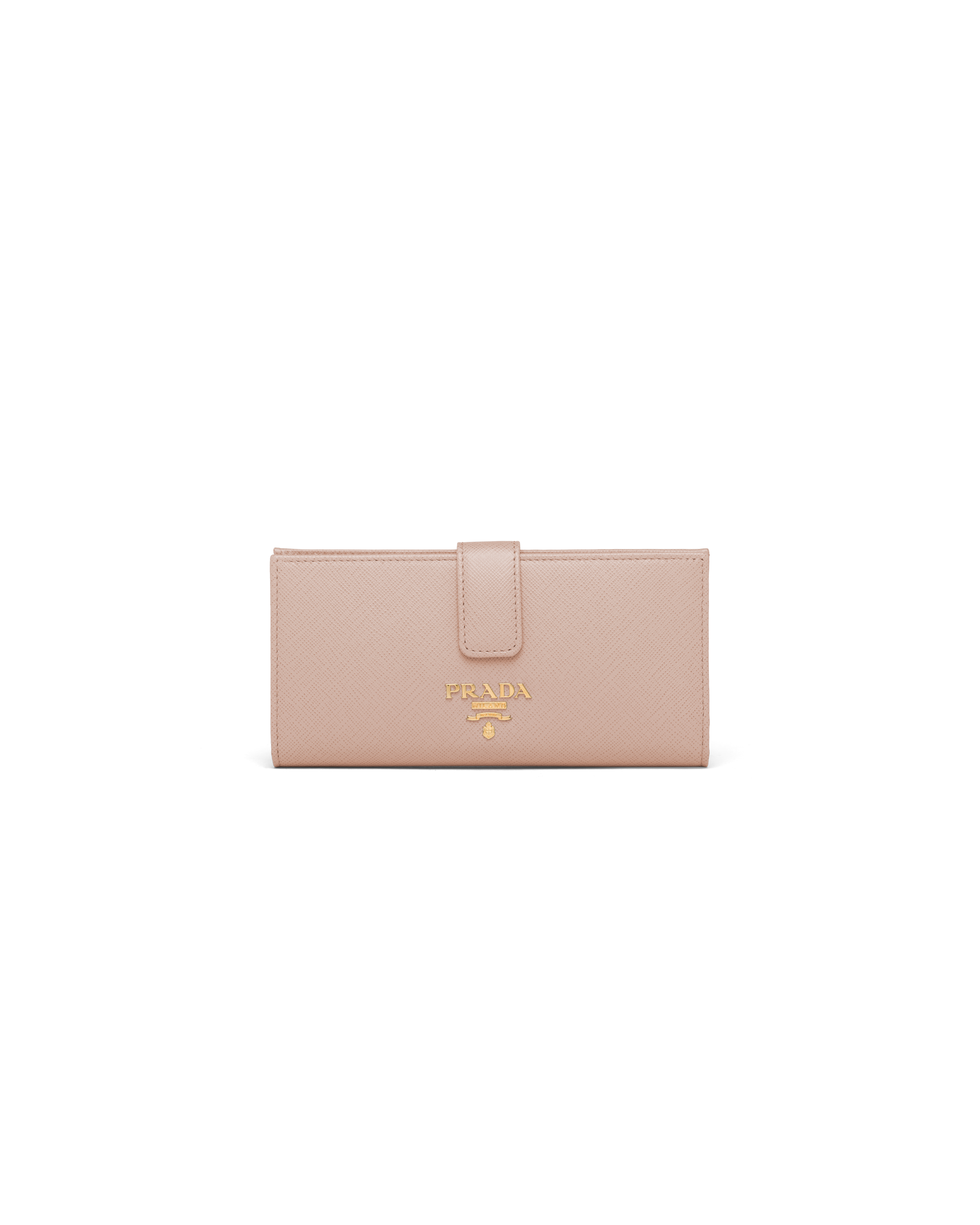 Prada Large Saffiano Leather Wallet In Powder Pink
