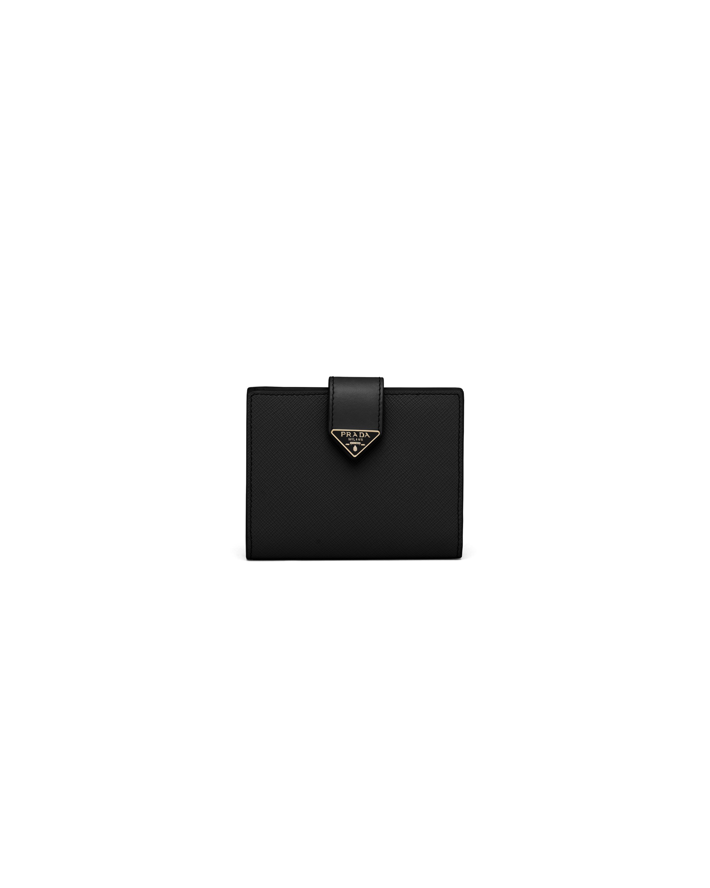 Prada Small Saffiano And Leather Wallet In Black