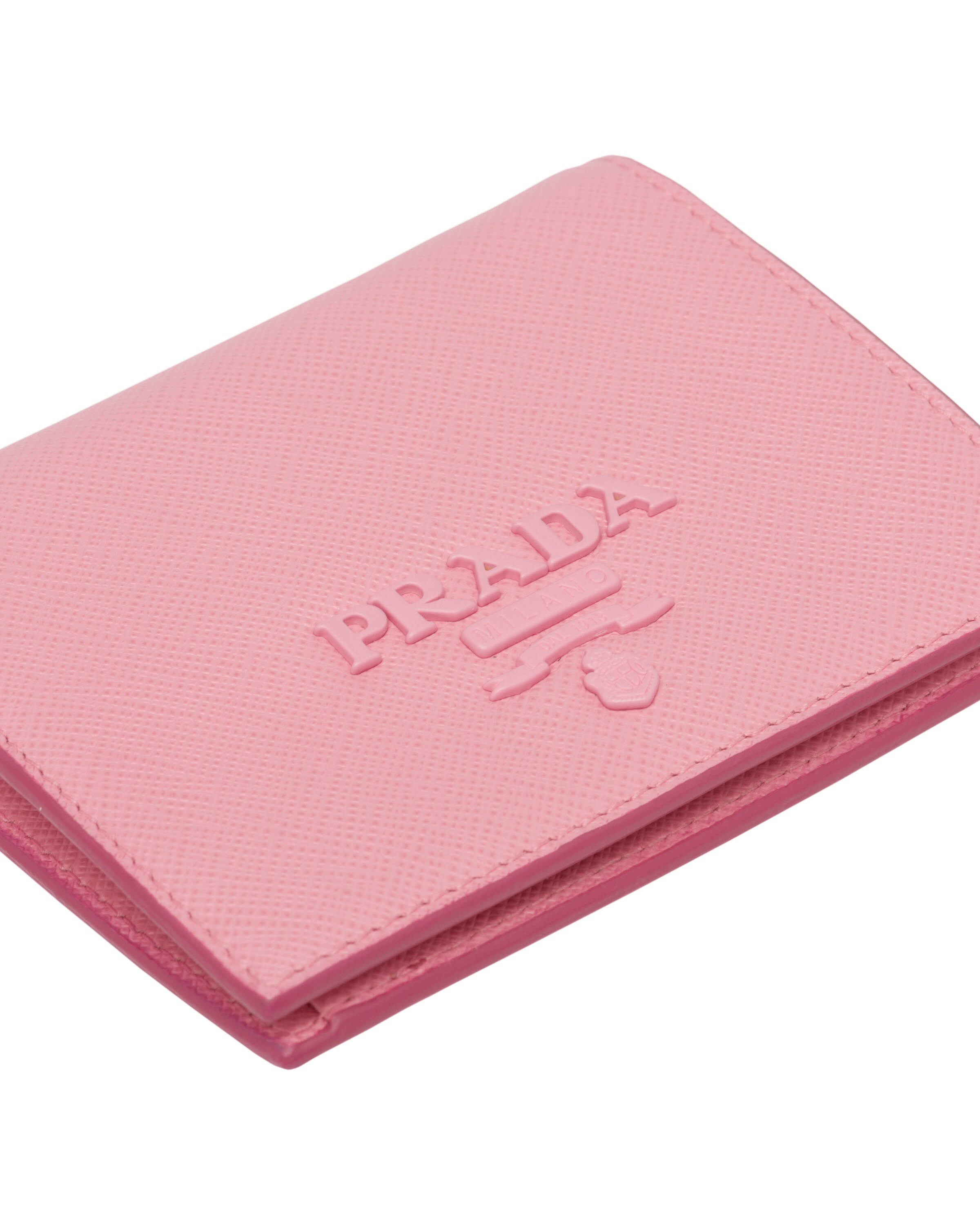 Petal Pink Small Saffiano Leather Wallet Prada