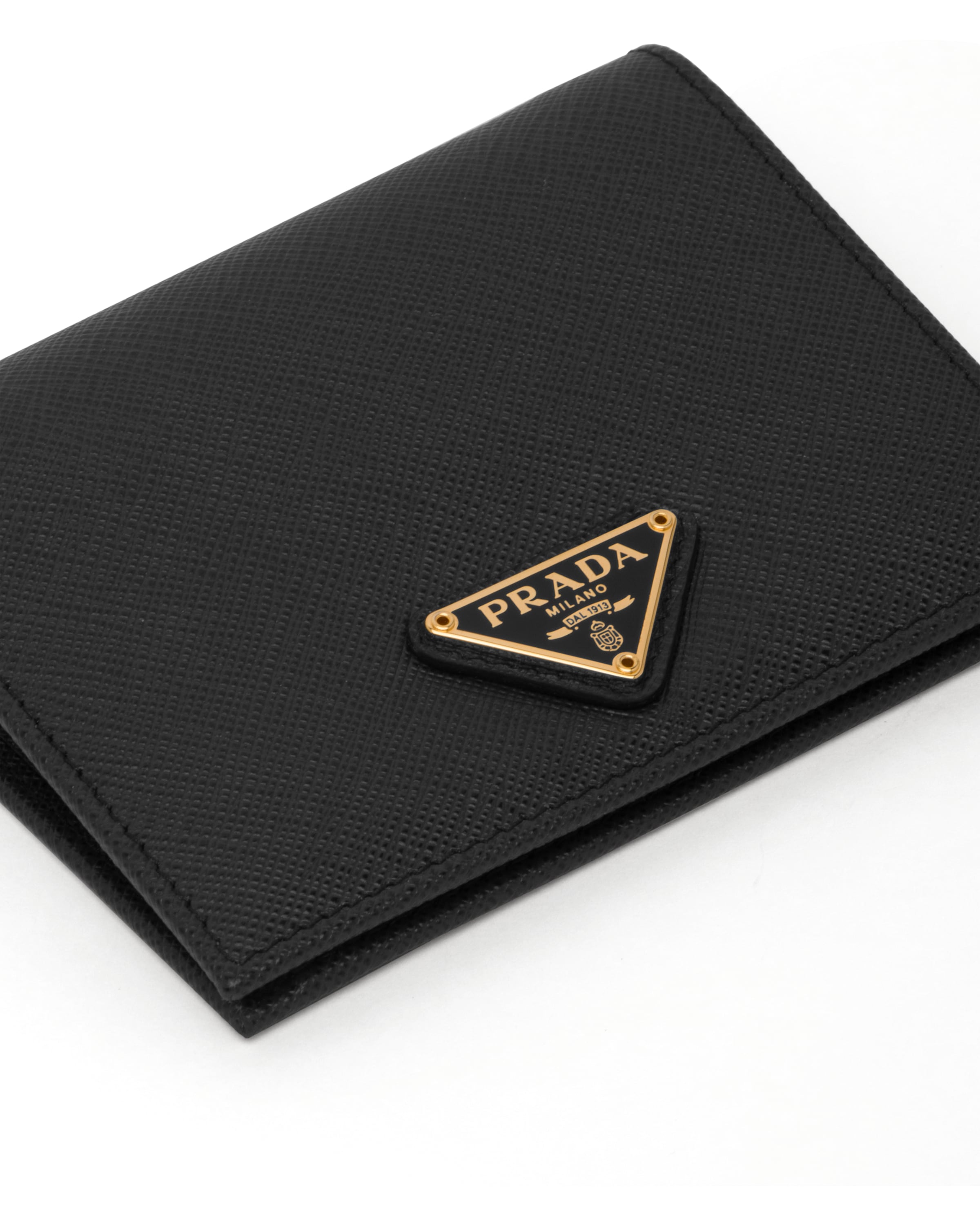 Prada Textured Wallet Cardholder Fold Over Design In Black