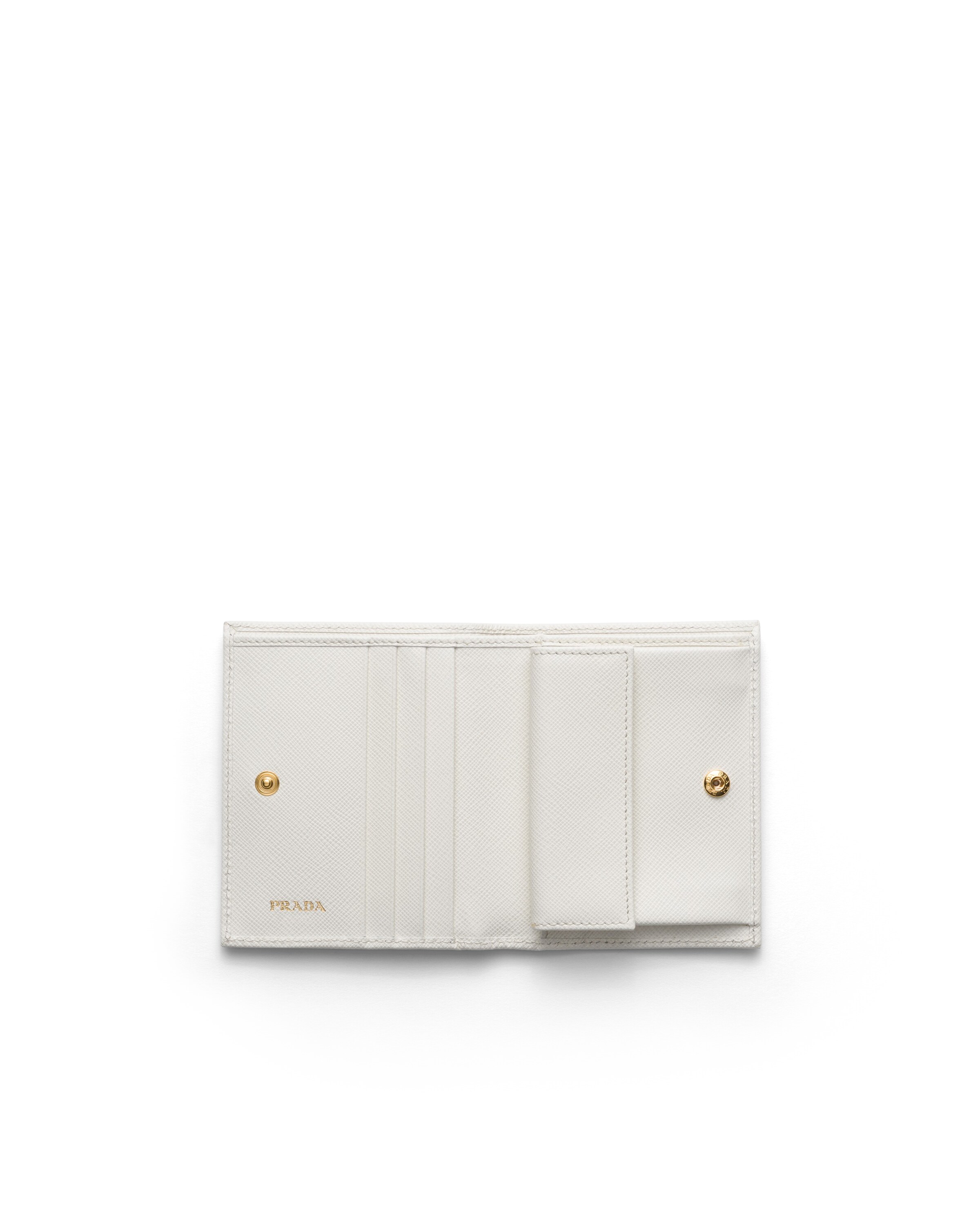 Prada Small Saffiano Leather Wallet In White