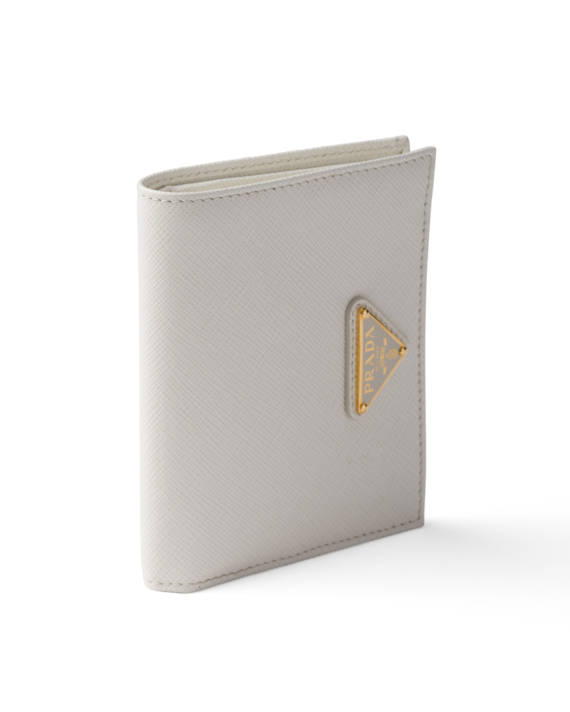 Prada Small Saffiano Leather Wallet In White