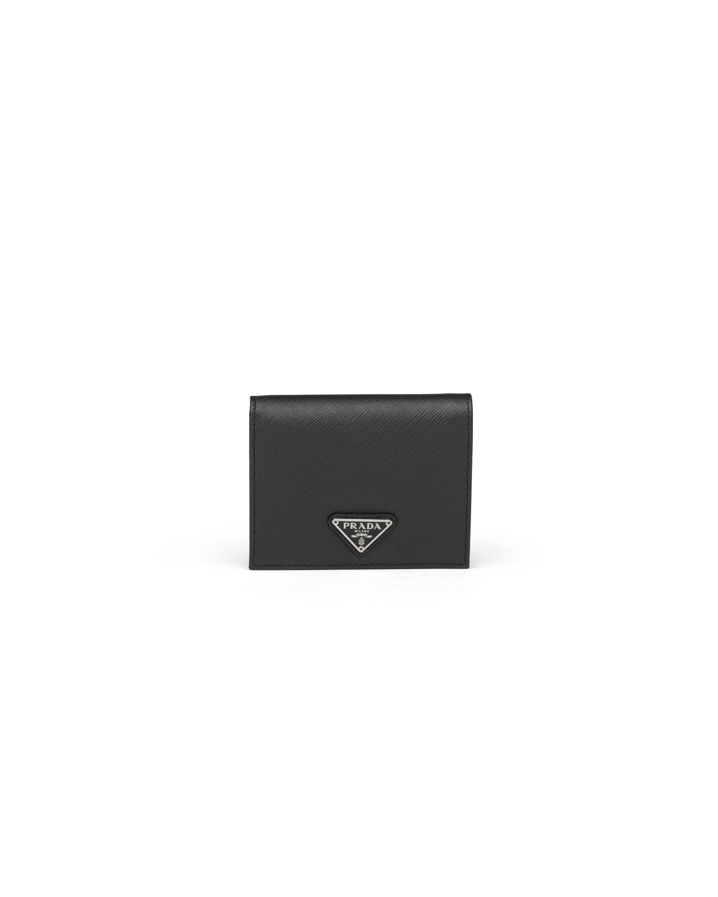 Prada Small Saffiano Leather Wallet, Women, Black